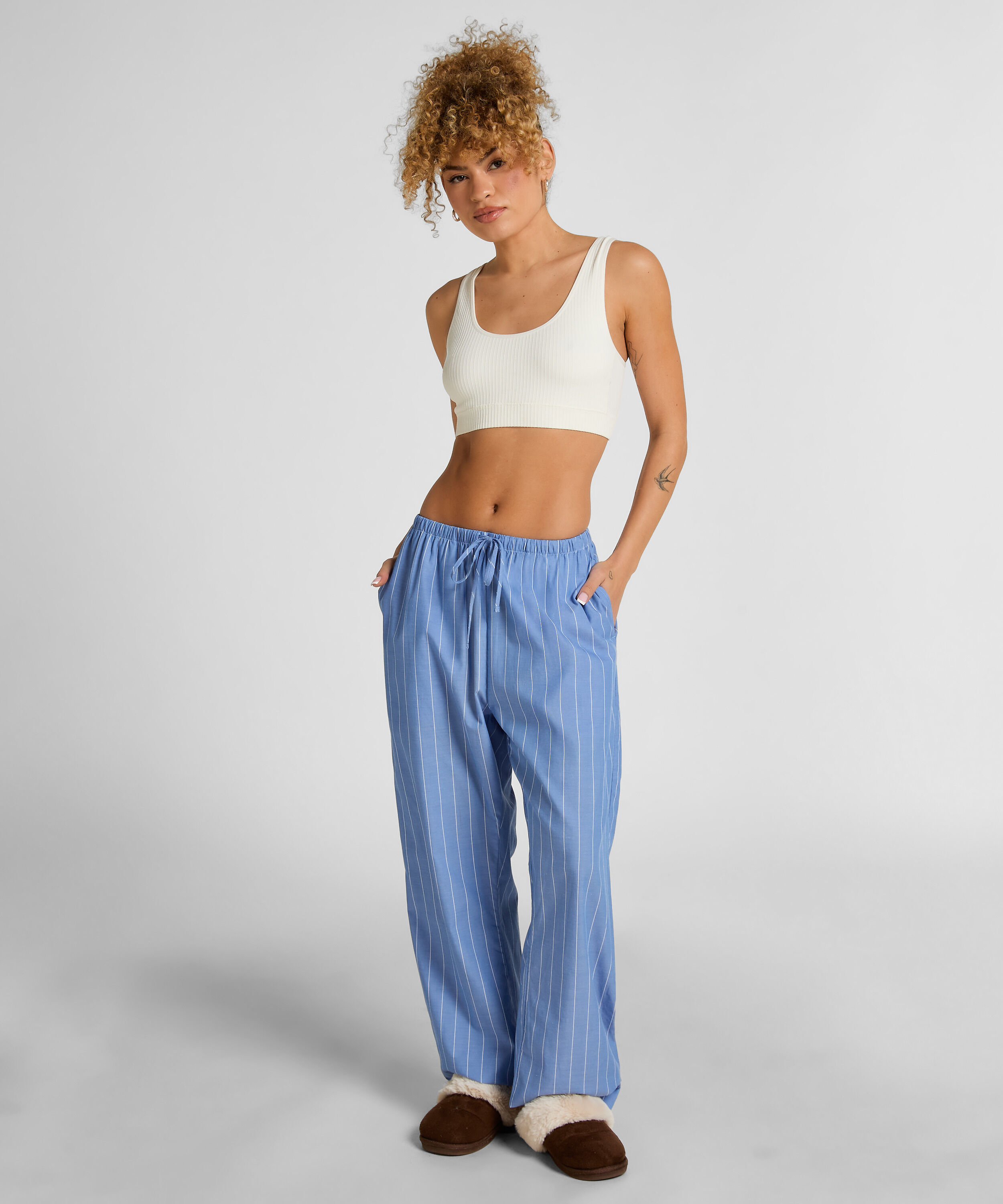 Gestreifte Hose aus gewebter Baumwolle, Blau
