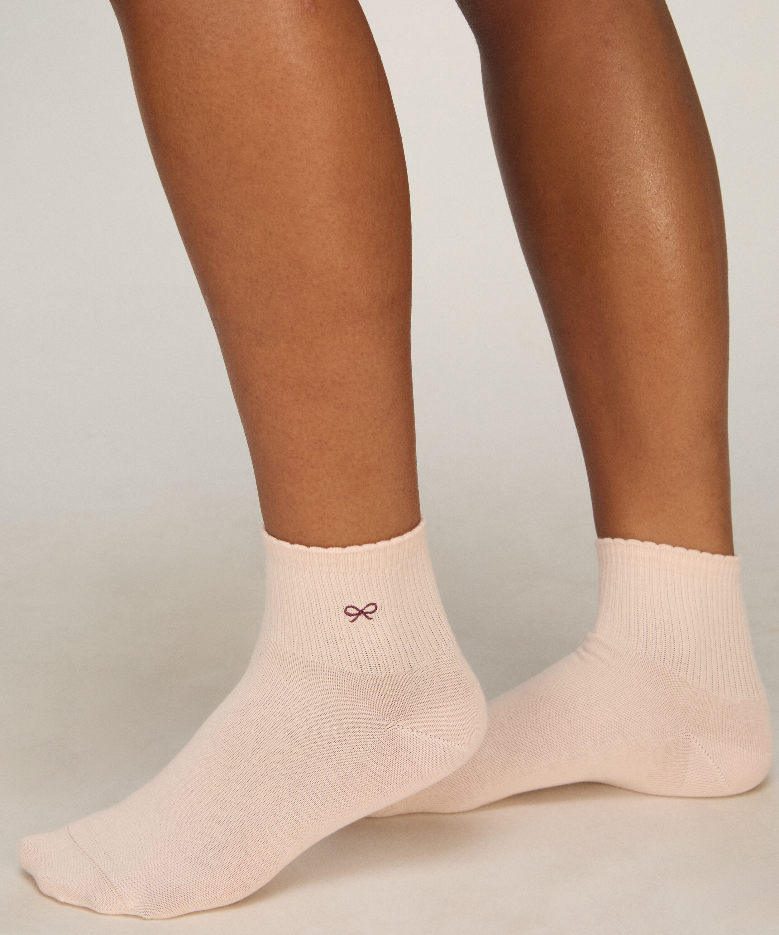 2 Paar Baumwoll-Half-Crew-Socken, Rose