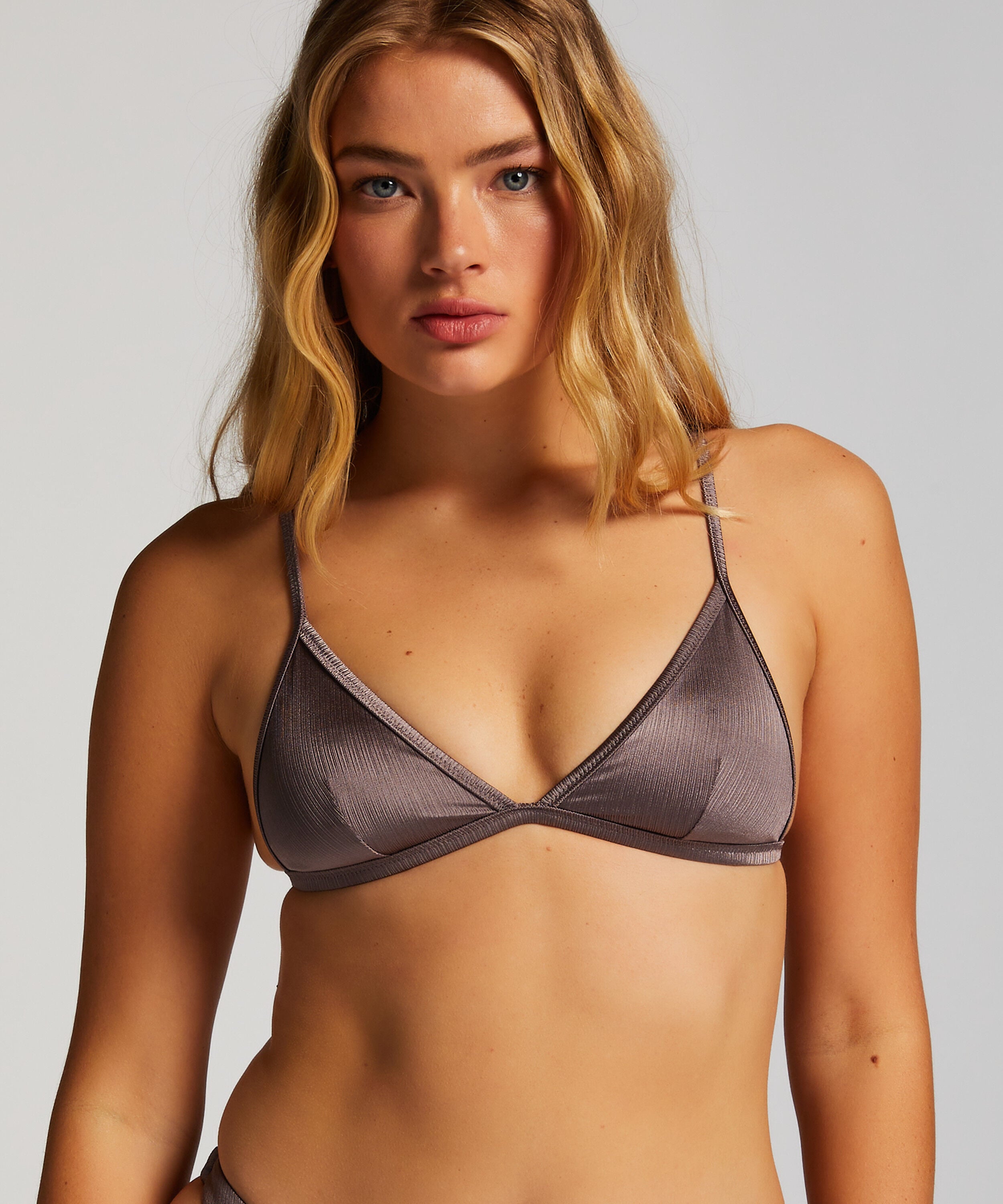 Triangel-Bikinioberteil Luna, Grau
