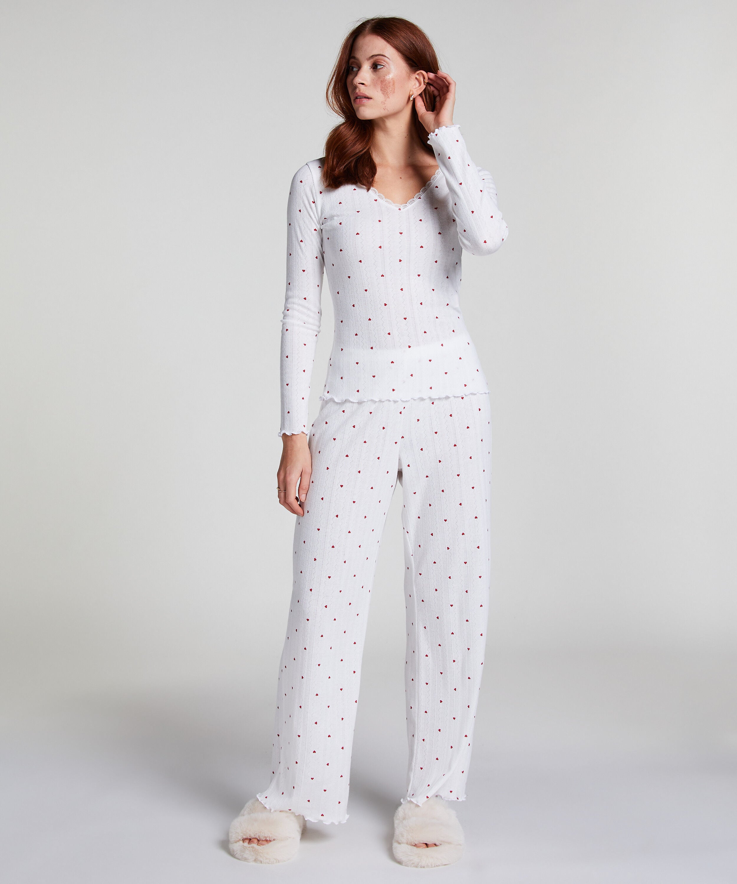 Pyjamahosen Pointelle, Weiß
