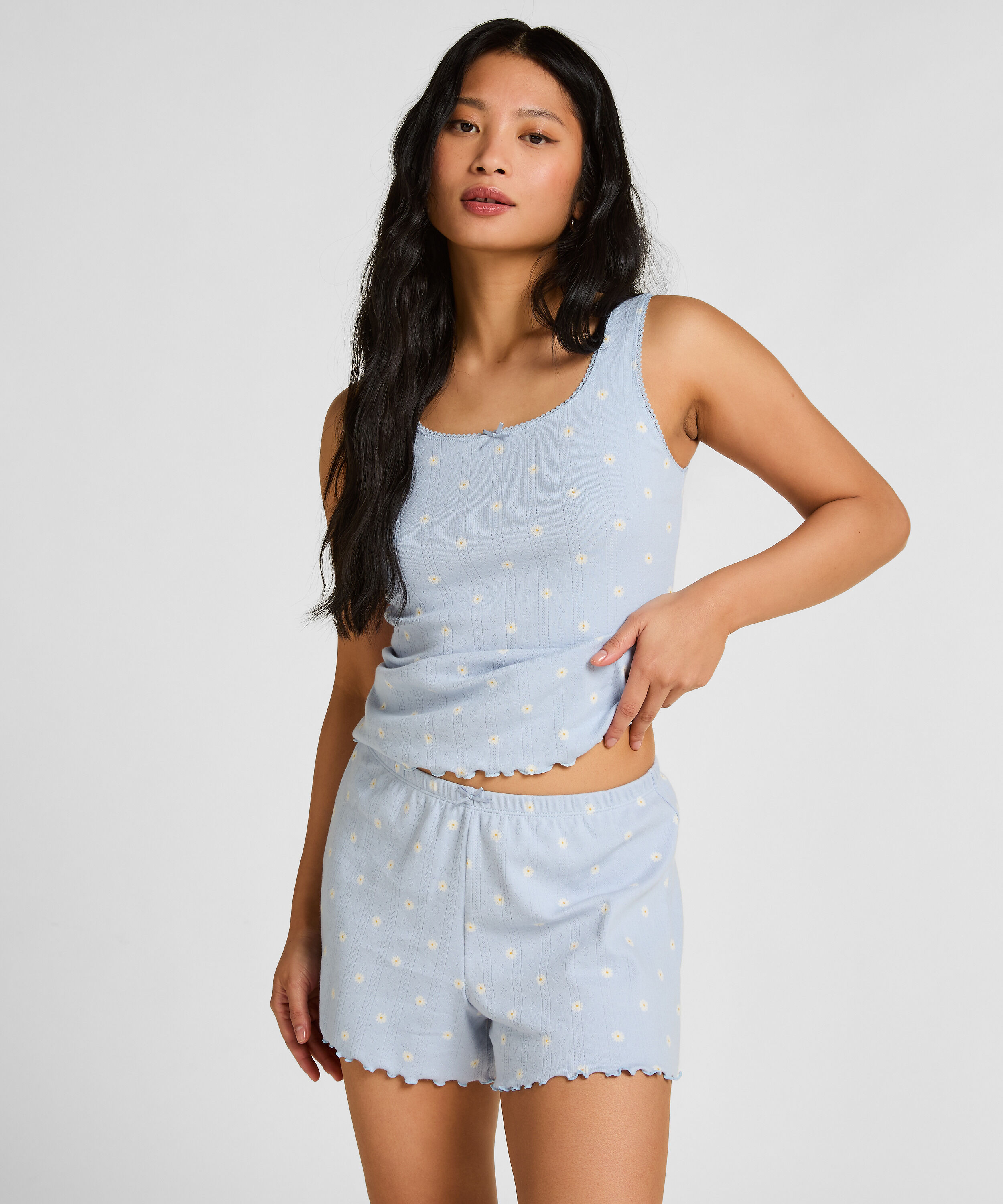Pointelle-Shorts, Blau Pointelle-Shorts, Blau