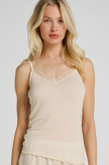 Hunkemöller Super Soft Spitzen-Top aus Kaschmir-Mix mit V-Ausschnit Weiß