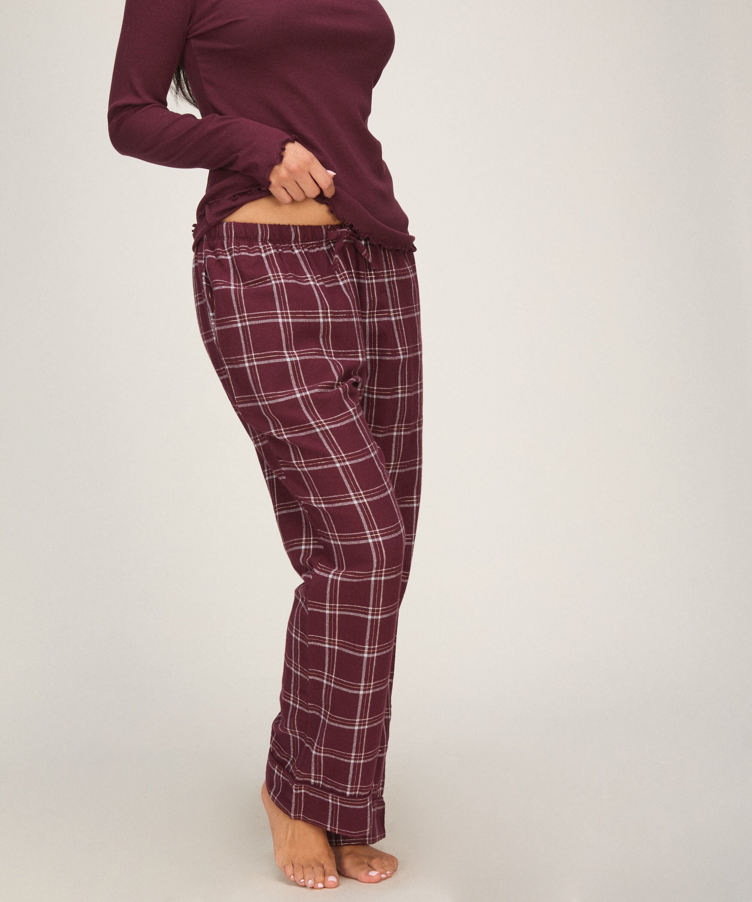 Pyjamahose aus Flanell, Lila