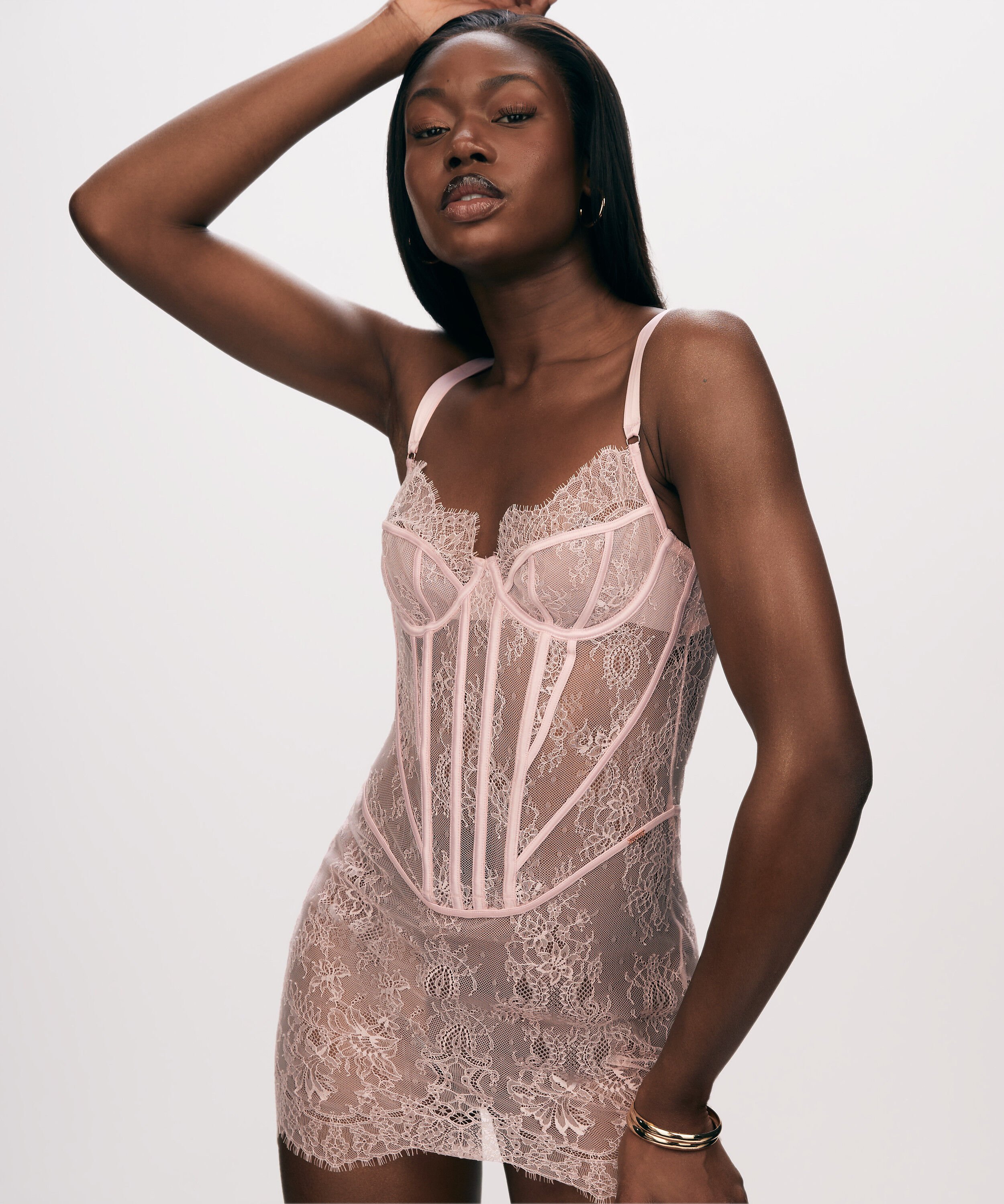 Slipdress Lace Camille, Rose