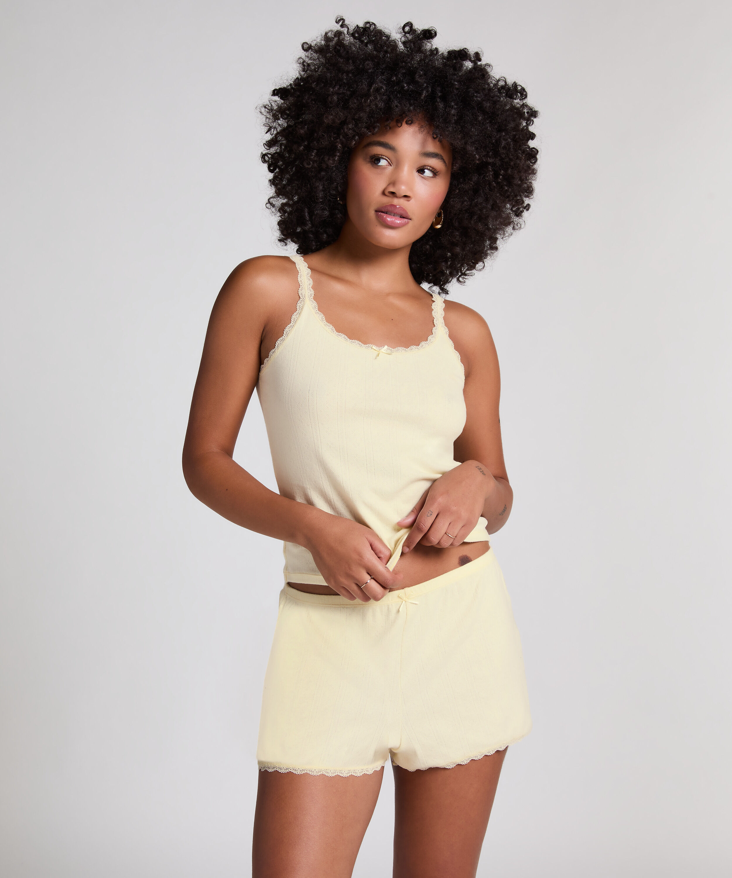 Pointelle-Shorts, Gelb Pointelle-Shorts, Gelb