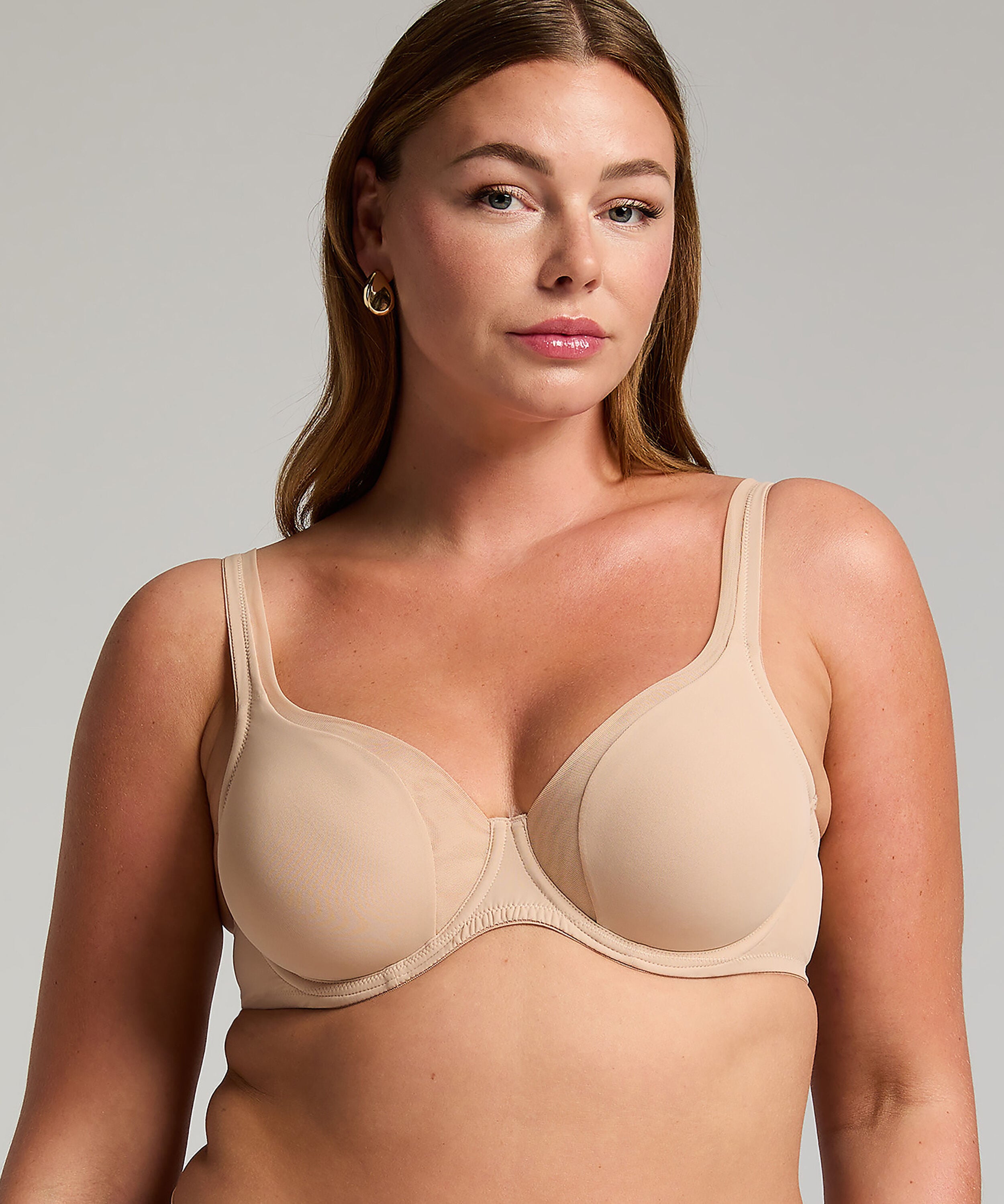 Unwattierter Bügel-BH Mesh, Beige Unwattierter Bügel-BH Mesh, Beige
