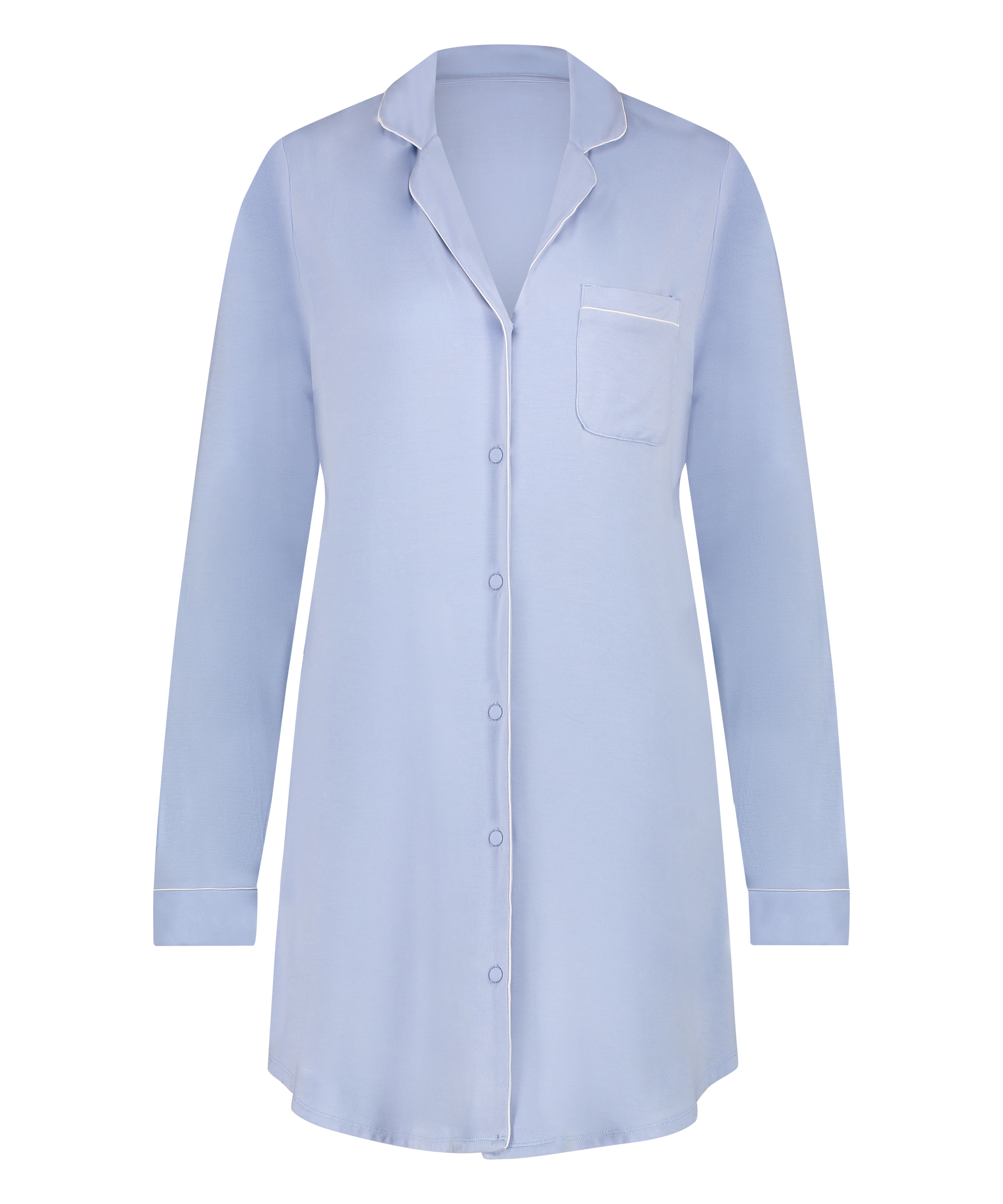 Langärmeliges Jersey-Hemdkleid Essential, Blau, main