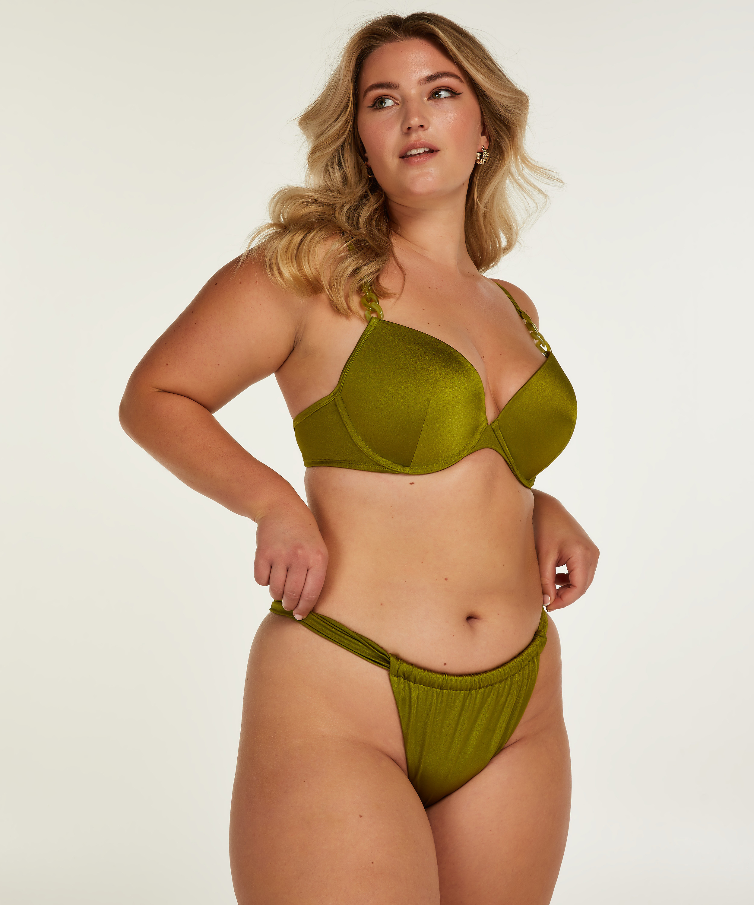 Hoch ausgeschnittener Bikini-Slip Palm, grün, main