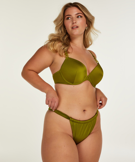 Hoch ausgeschnittener Bikini-Slip Palm, grün