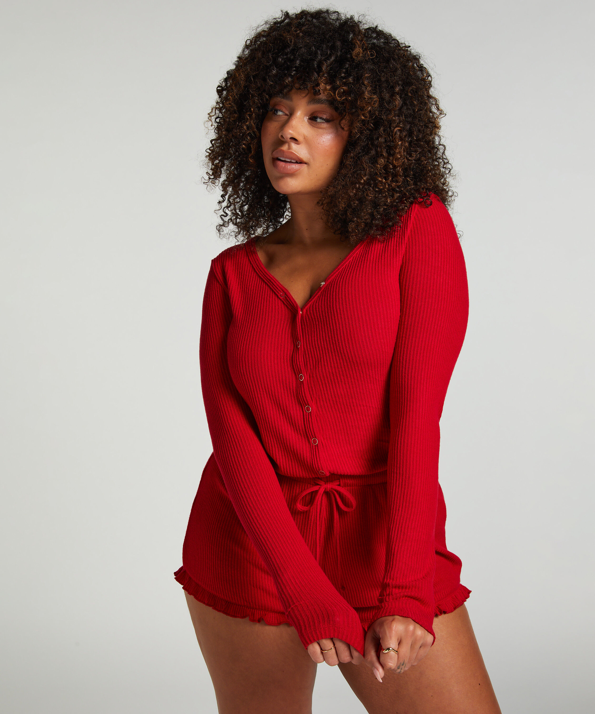 Brushed Short Onesie, Rot