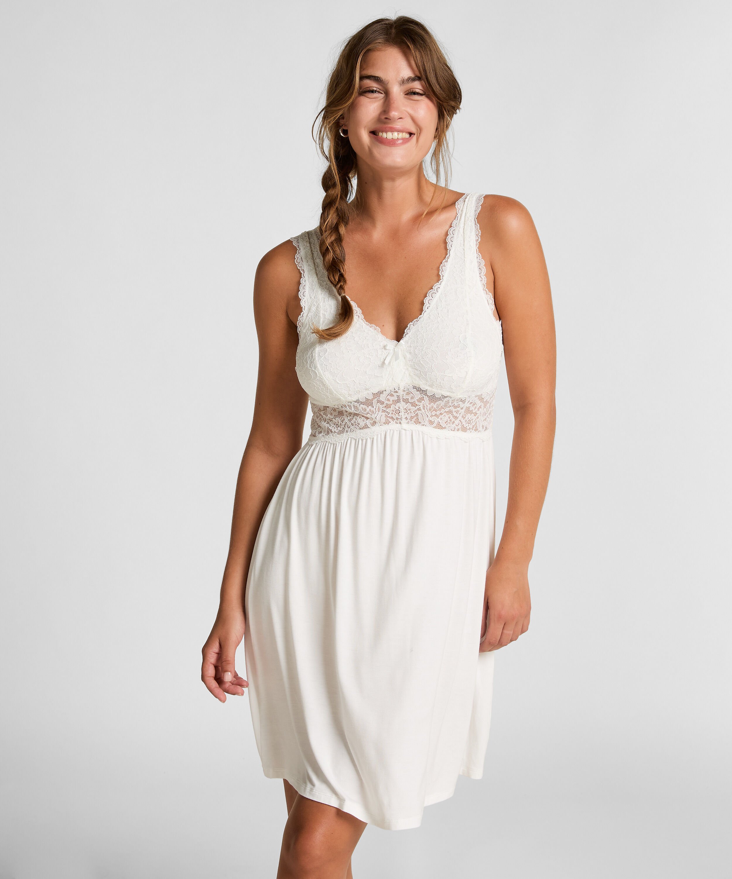 Slipdress Nora Lace, Weiß