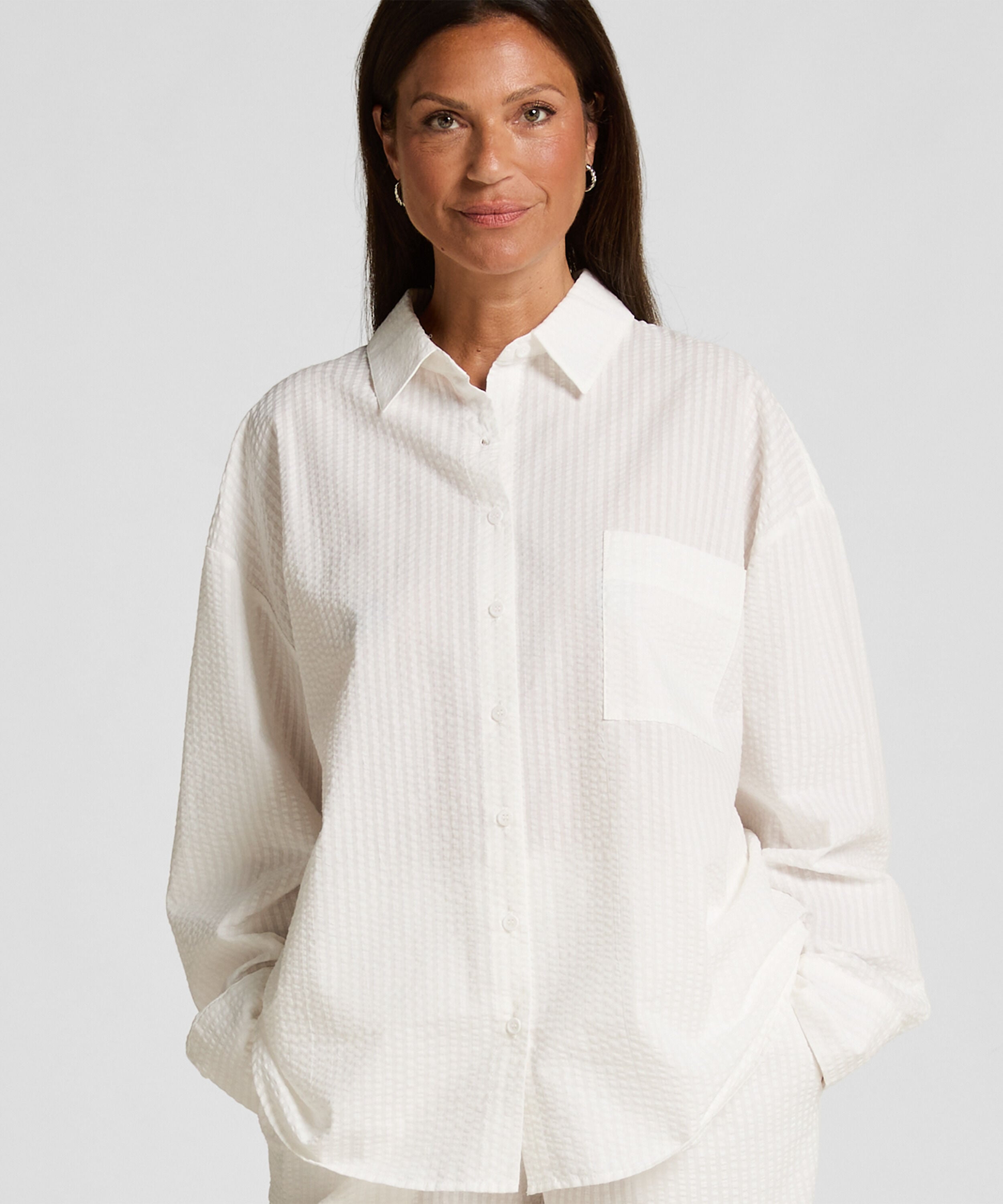 Pyjama-Top Baumwolle Seersucker