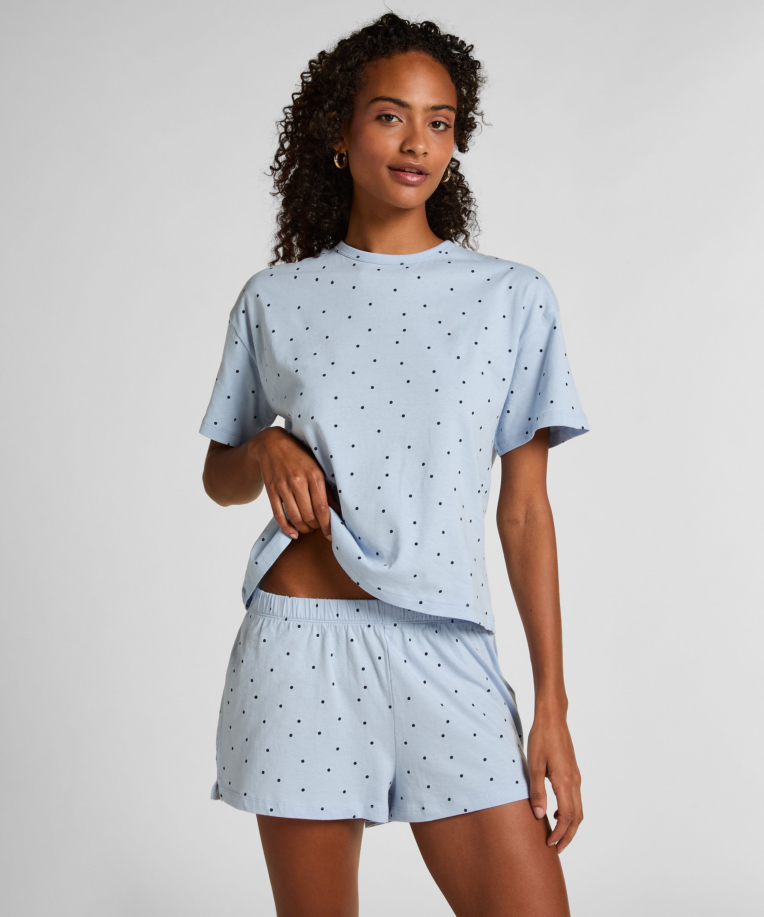 Pyjama-Set aus Baumwolle, Blau