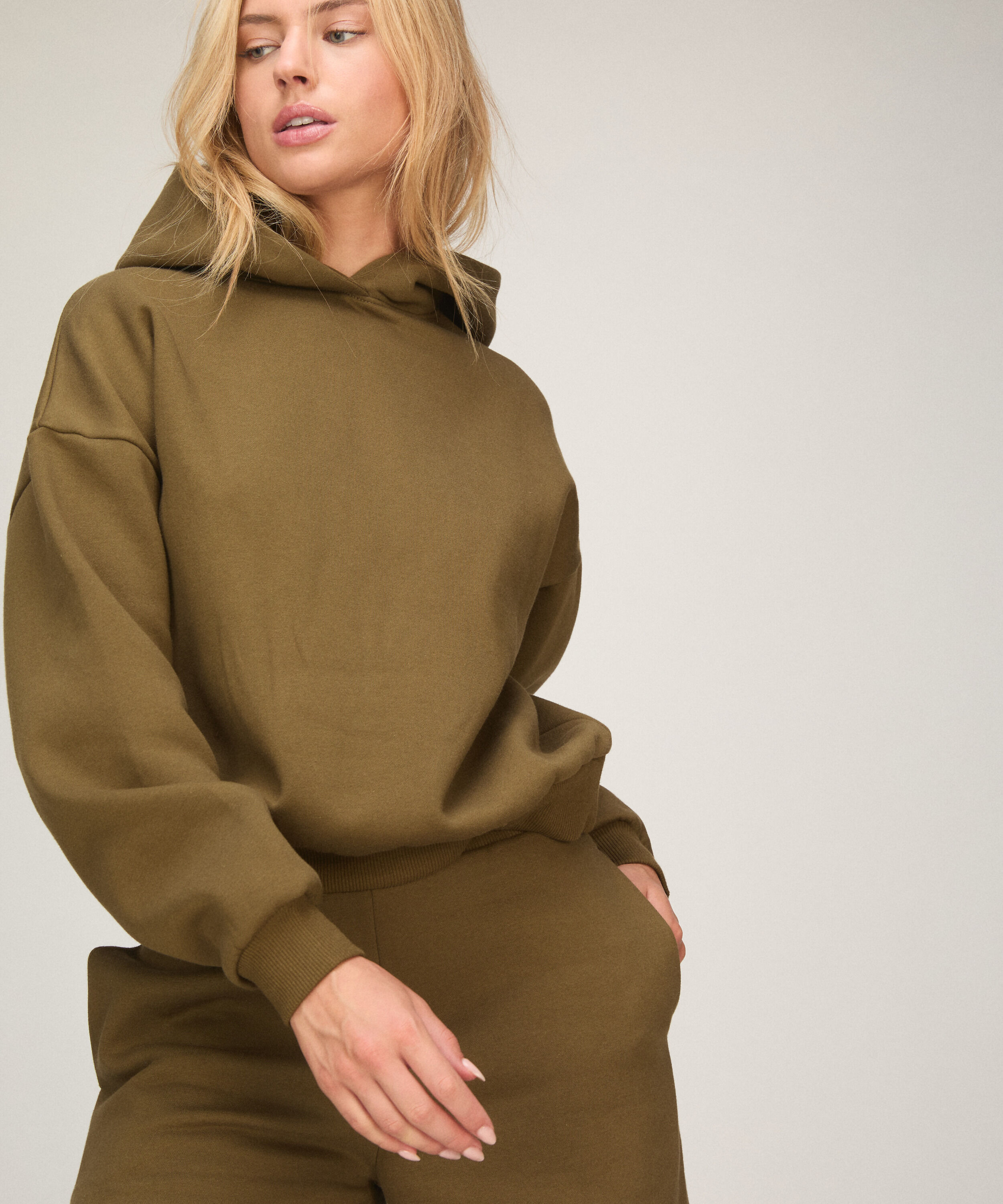 Hoodie aus angerautem Sweatstoff, Grün
