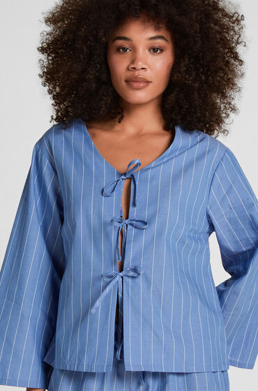 Hunkemöller Gestreiftes Pyjama-Oberteil Blau