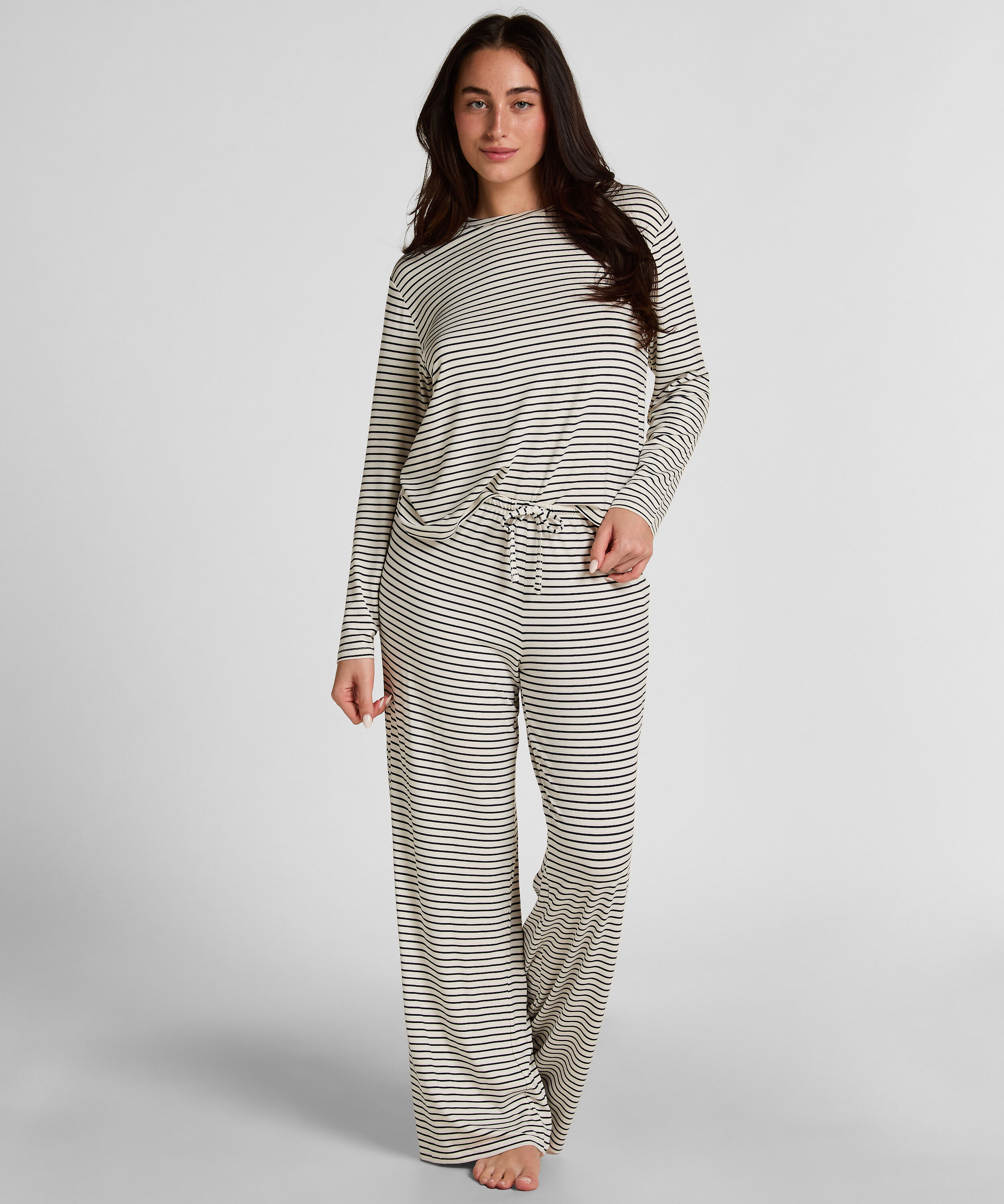 Gestreifte Pyjamahose, Blau