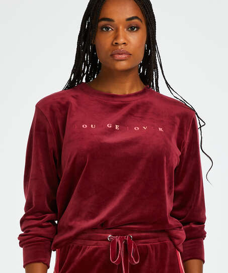 Lang&auml;rmeliges Top aus Velours, Rot