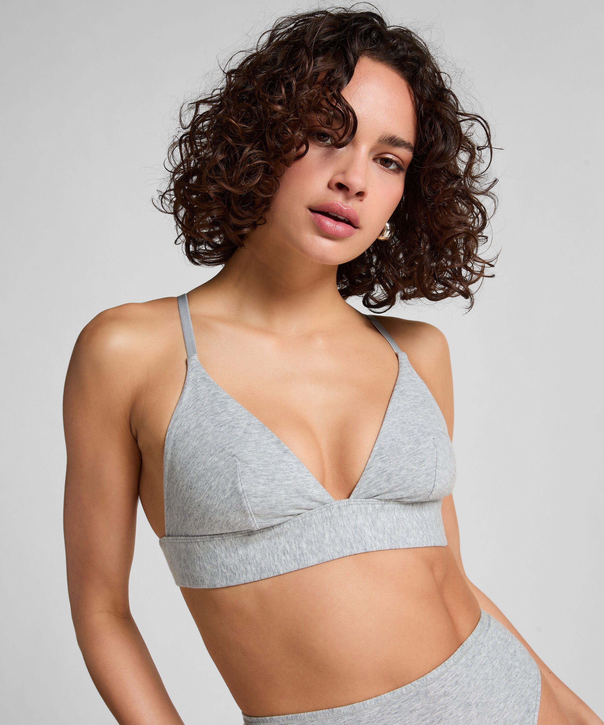 Baumwoll-Bralette, Grau Baumwoll-Bralette, Grau