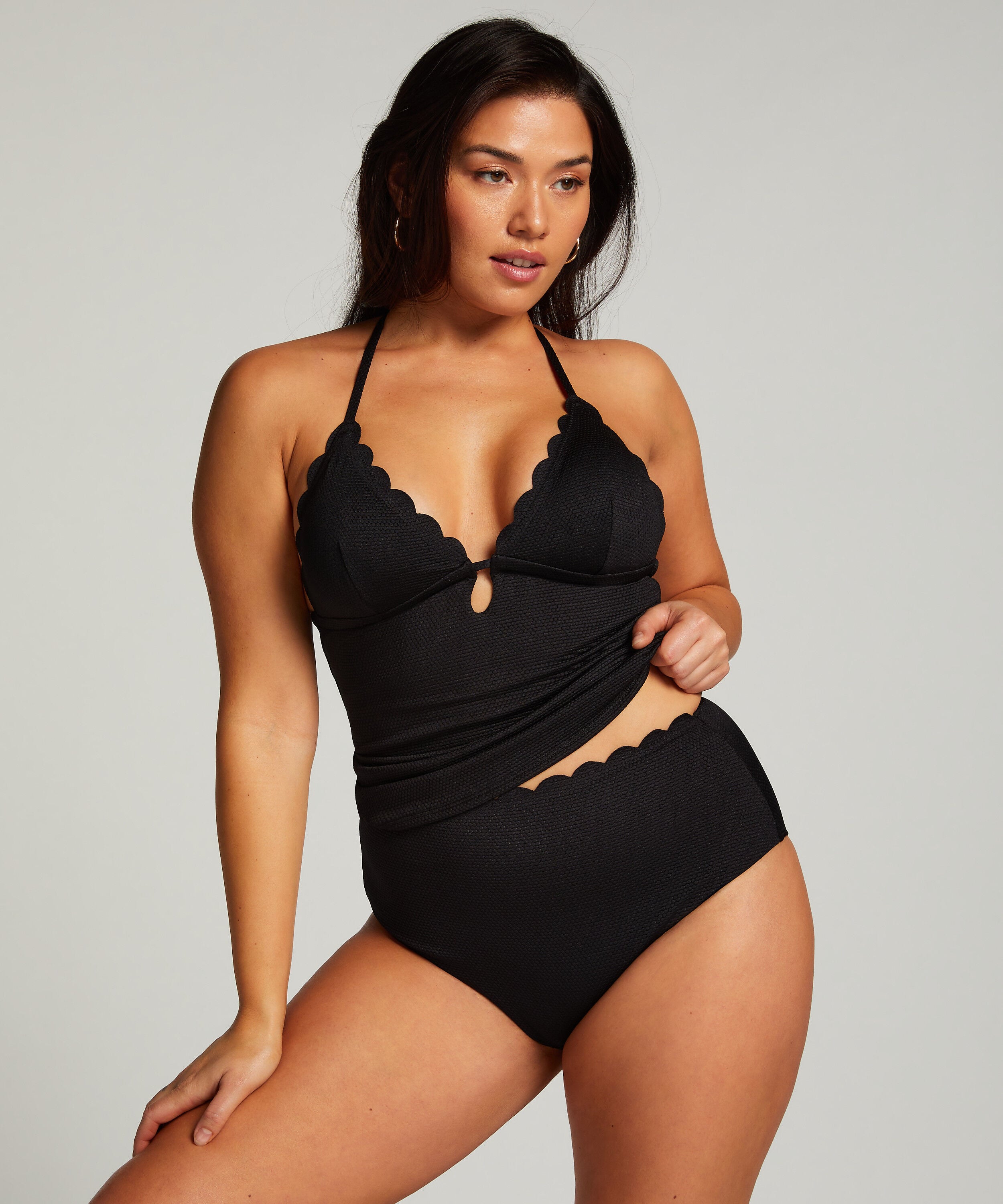 Bikini Slip Rio Scallop, Schwarz