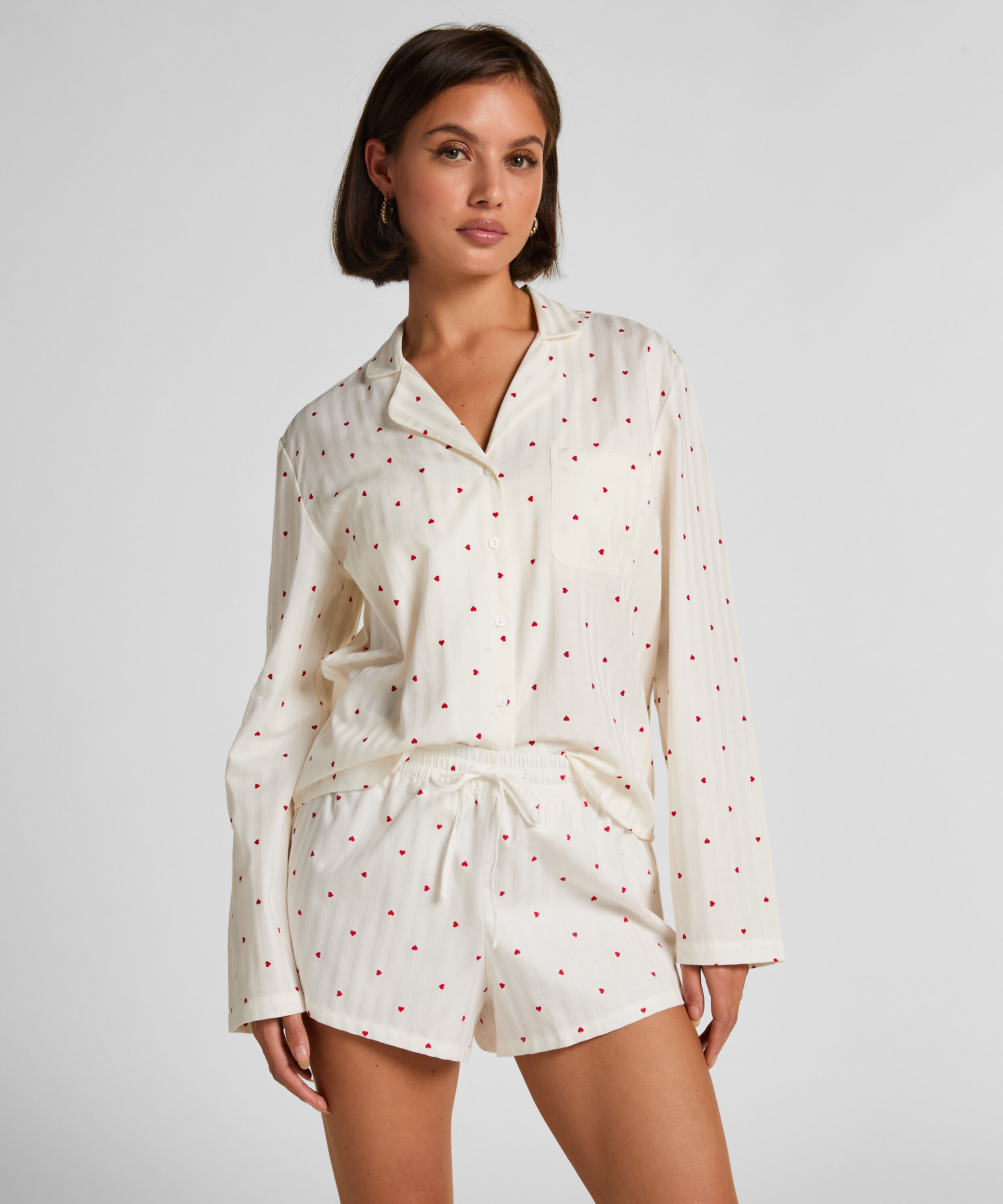 Shorts aus Baumwolle mit Herzen, Weiß