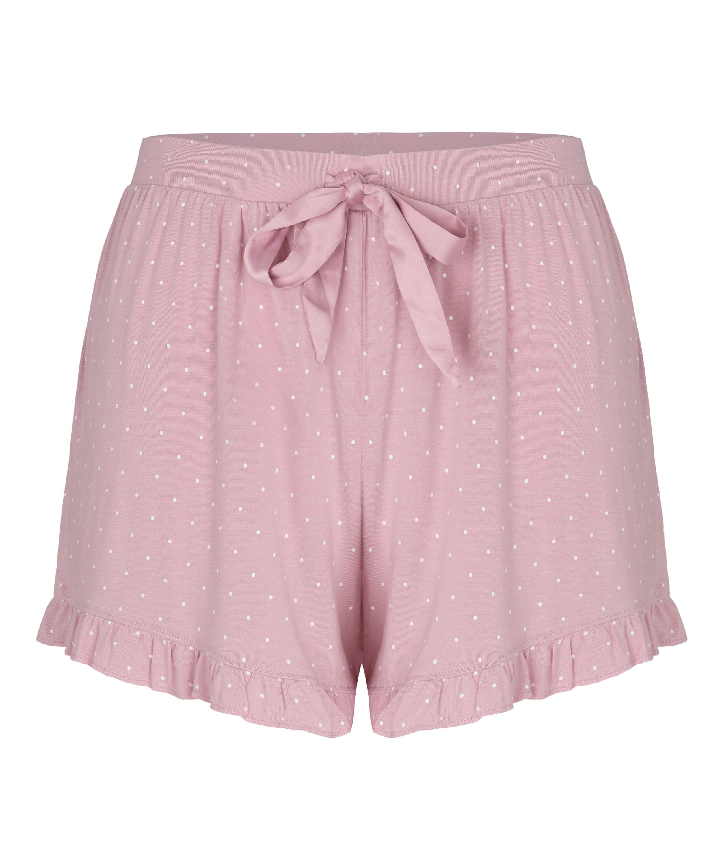 Jersey-Shorts mit Rüschen, Rose