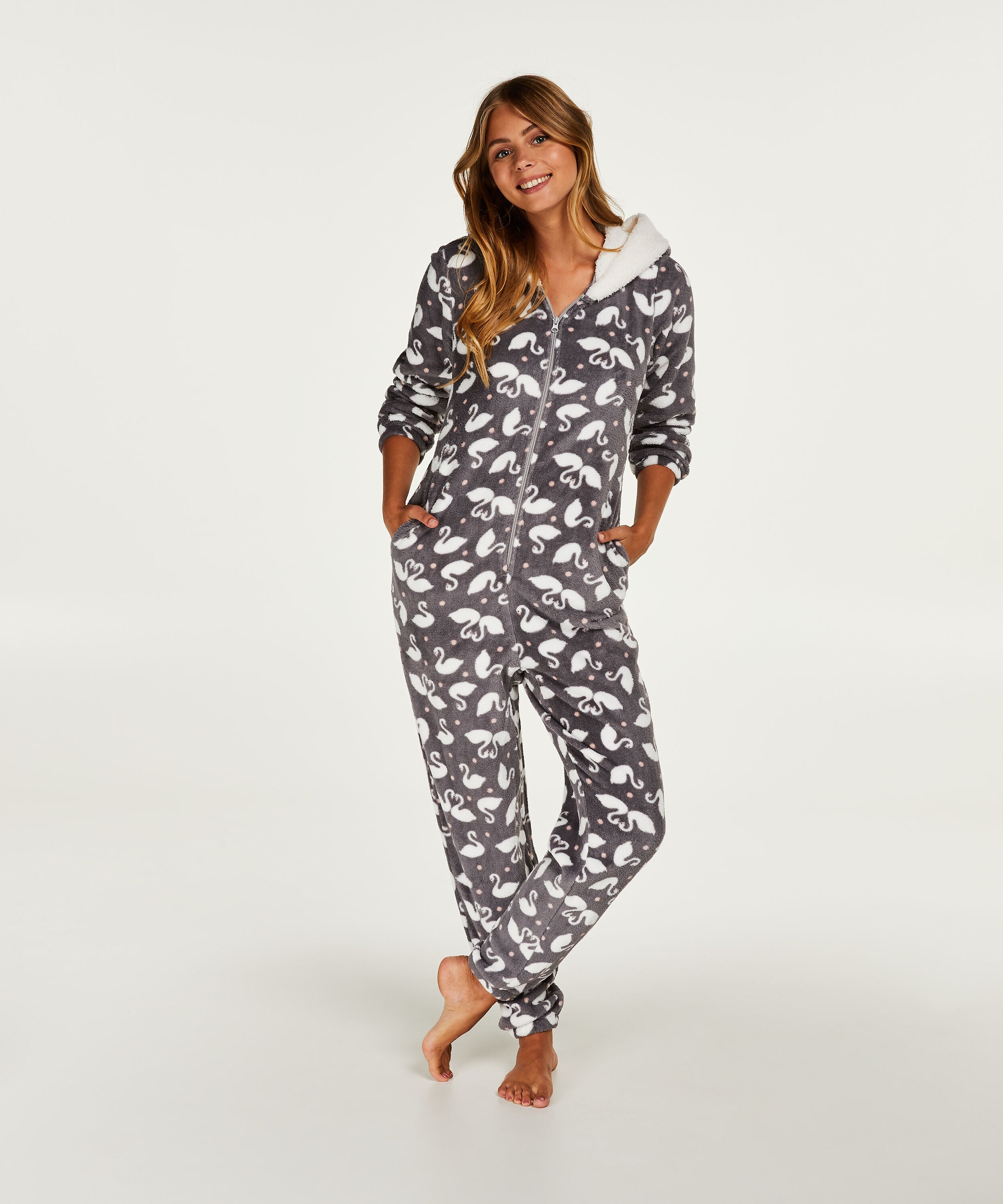 Onesie aus Fleece, Grau