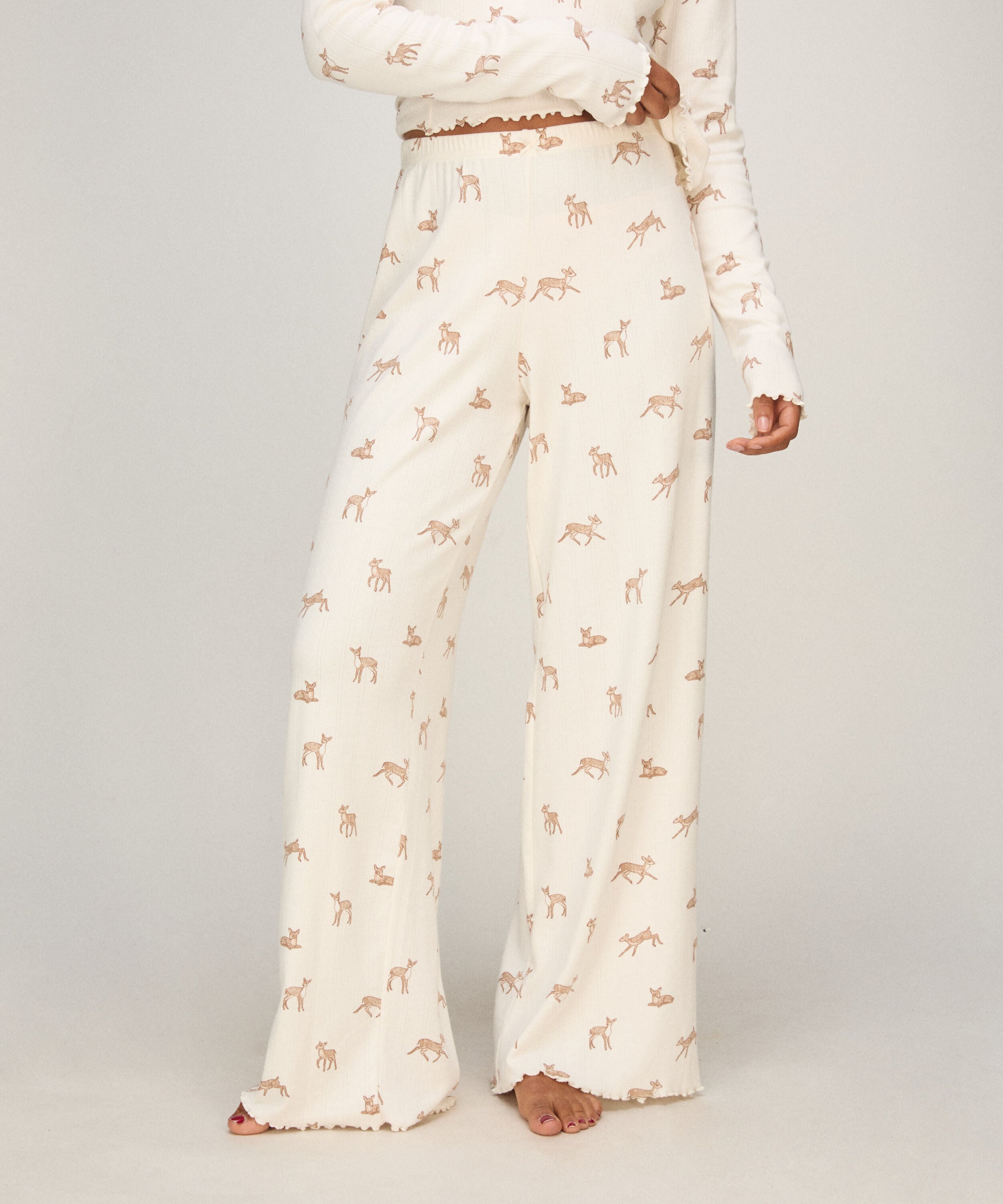 Pyjama-Hose Loose Pointelle, Wei&szlig;