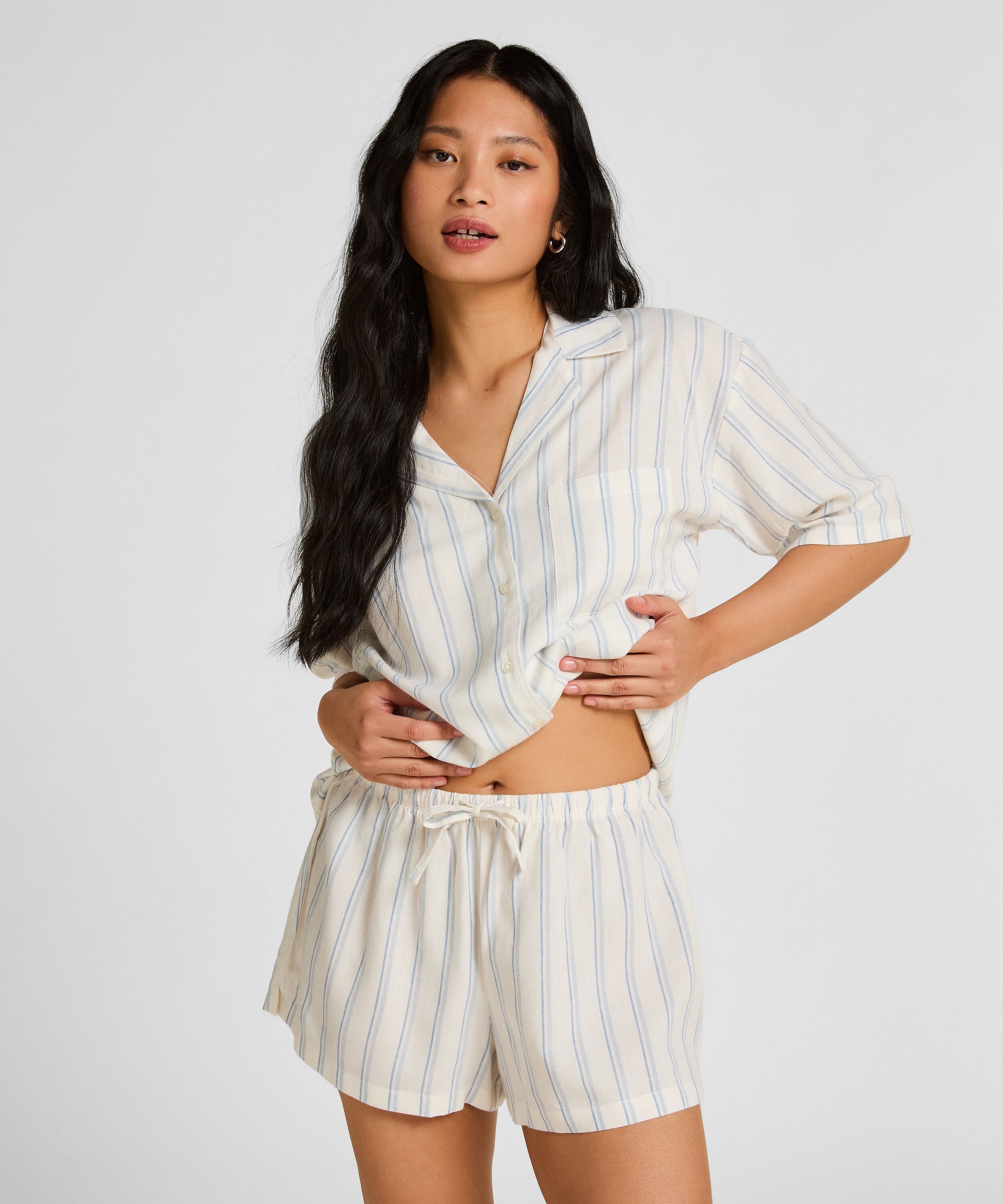 Leinen-Shorts, Weiß Leinen-Shorts, Weiß
