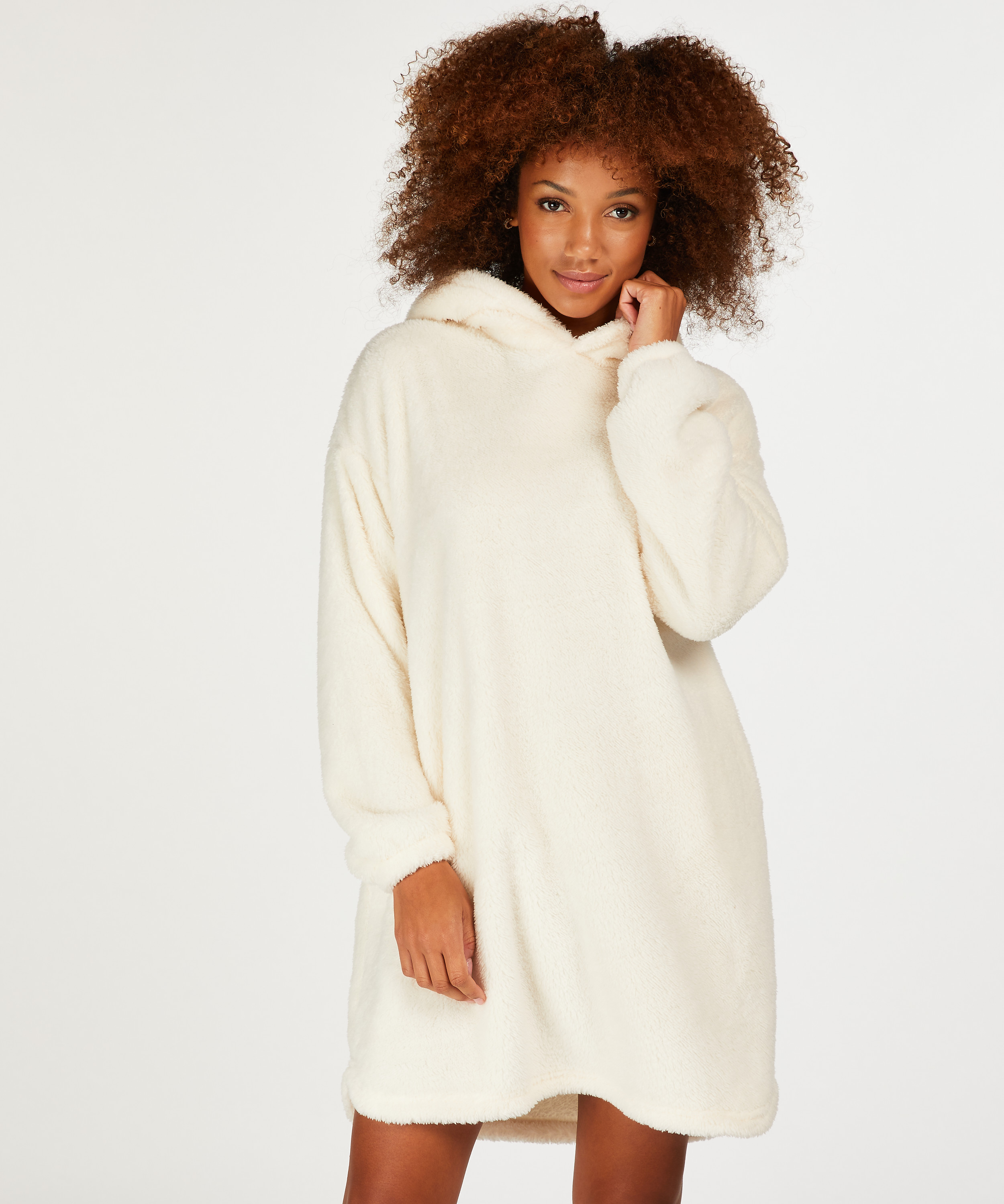 Kleid aus Snuggle Fleece Lounge, Weiß, main