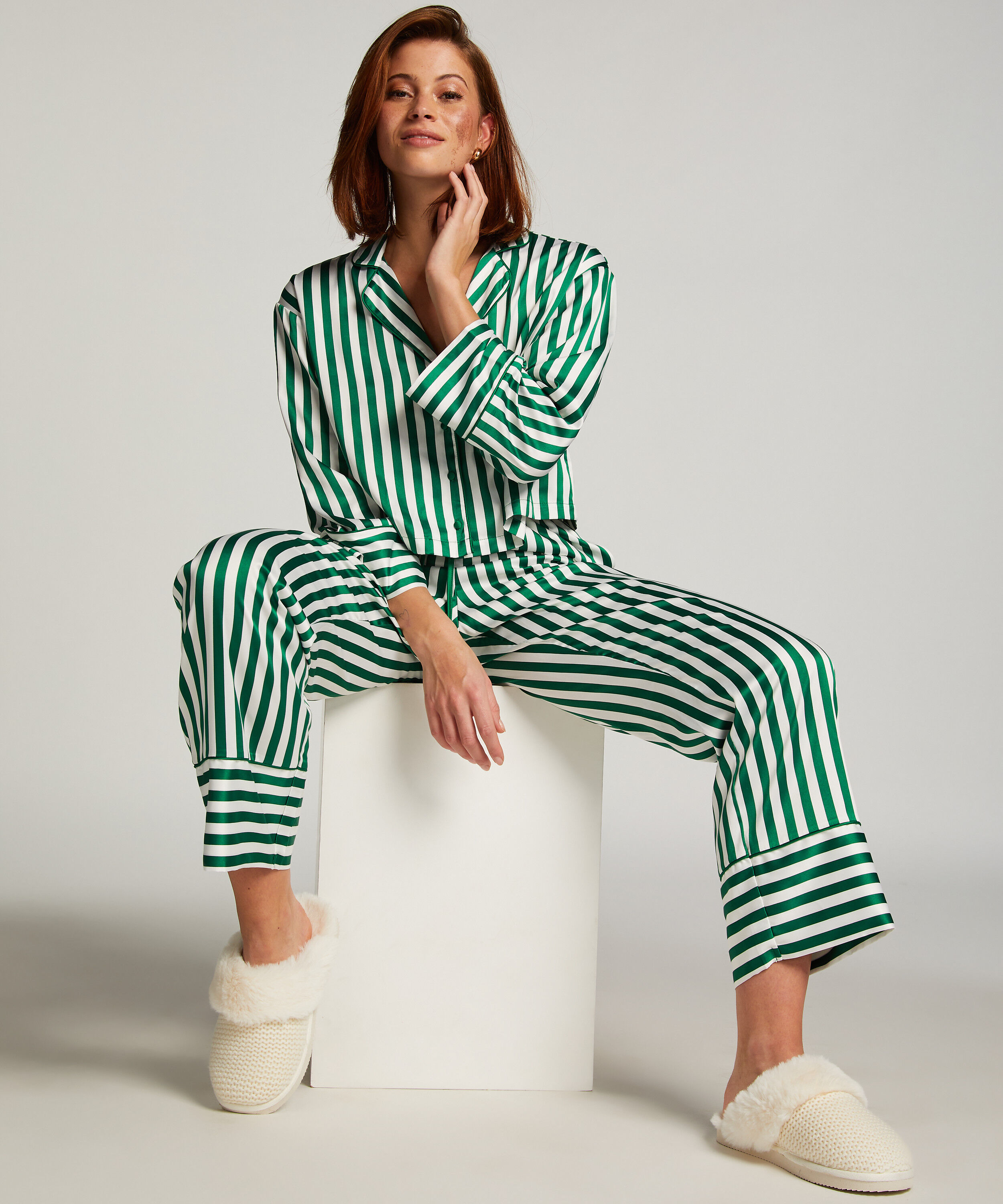 Langarmjacke Satin, Grün