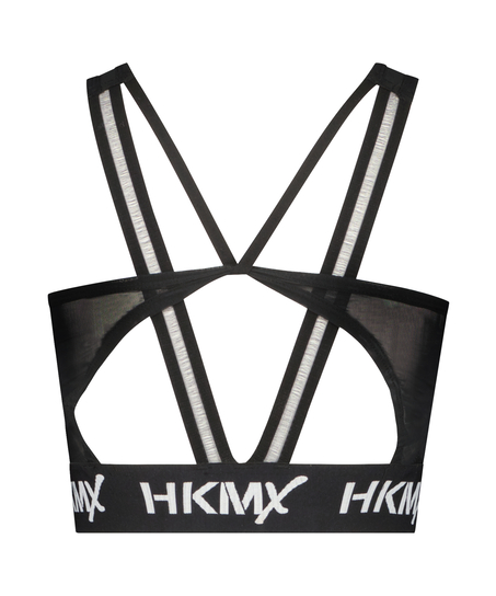 HKMX Sport-BH Crossed Hem Logo Level 1, Schwarz