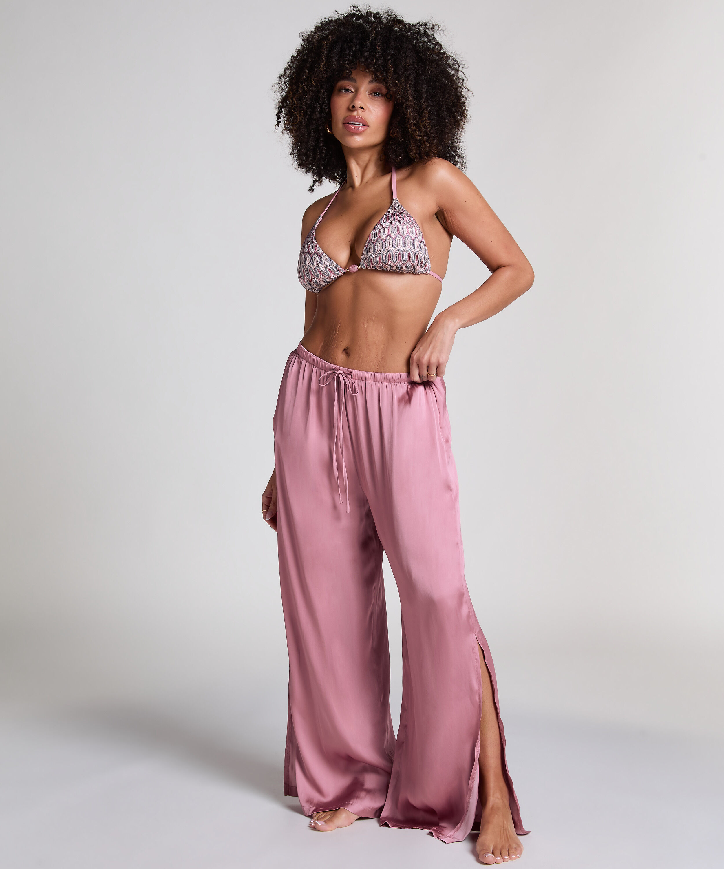 Satin-Strandhose, Rose Satin-Strandhose, Rose