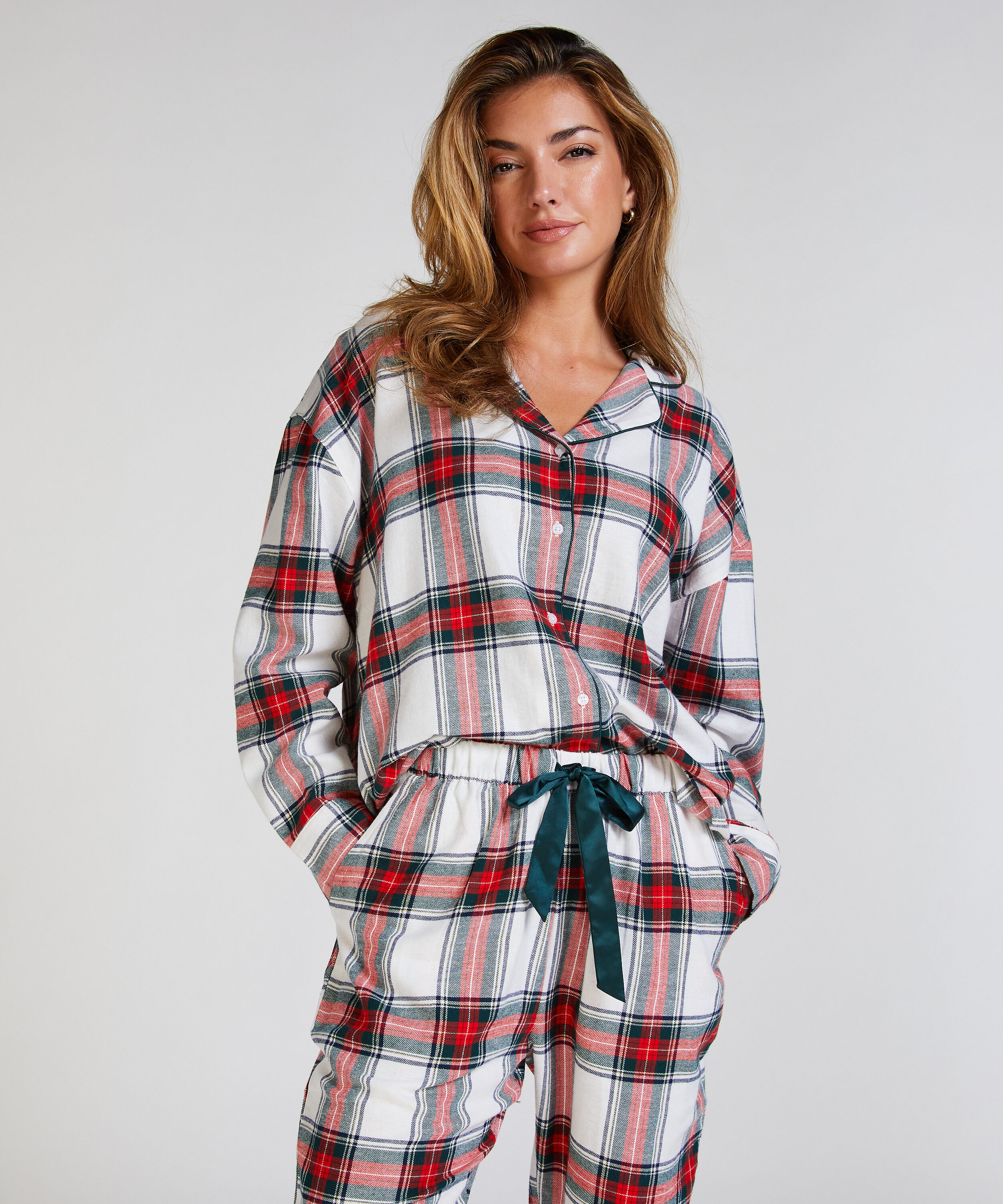 Pyjamatop aus Flanell, Weiß Pyjamatop aus Flanell, Weiß