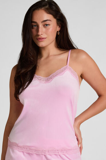 Hunkemöller Cami Top Velours Lace Rose