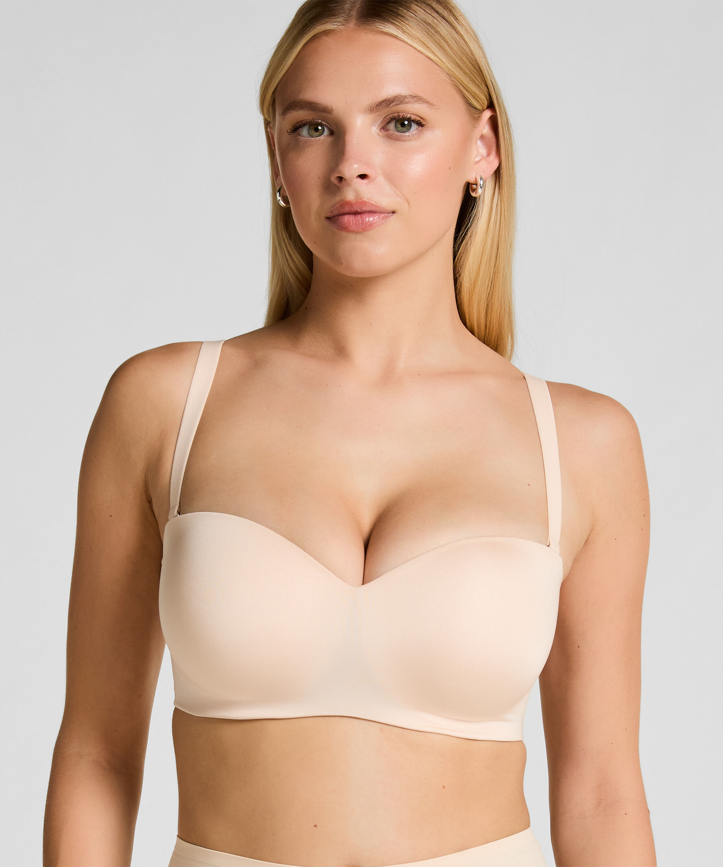 Gepolsterter trägerloser Push-Up BH mit Bügeln Smooth, Beige