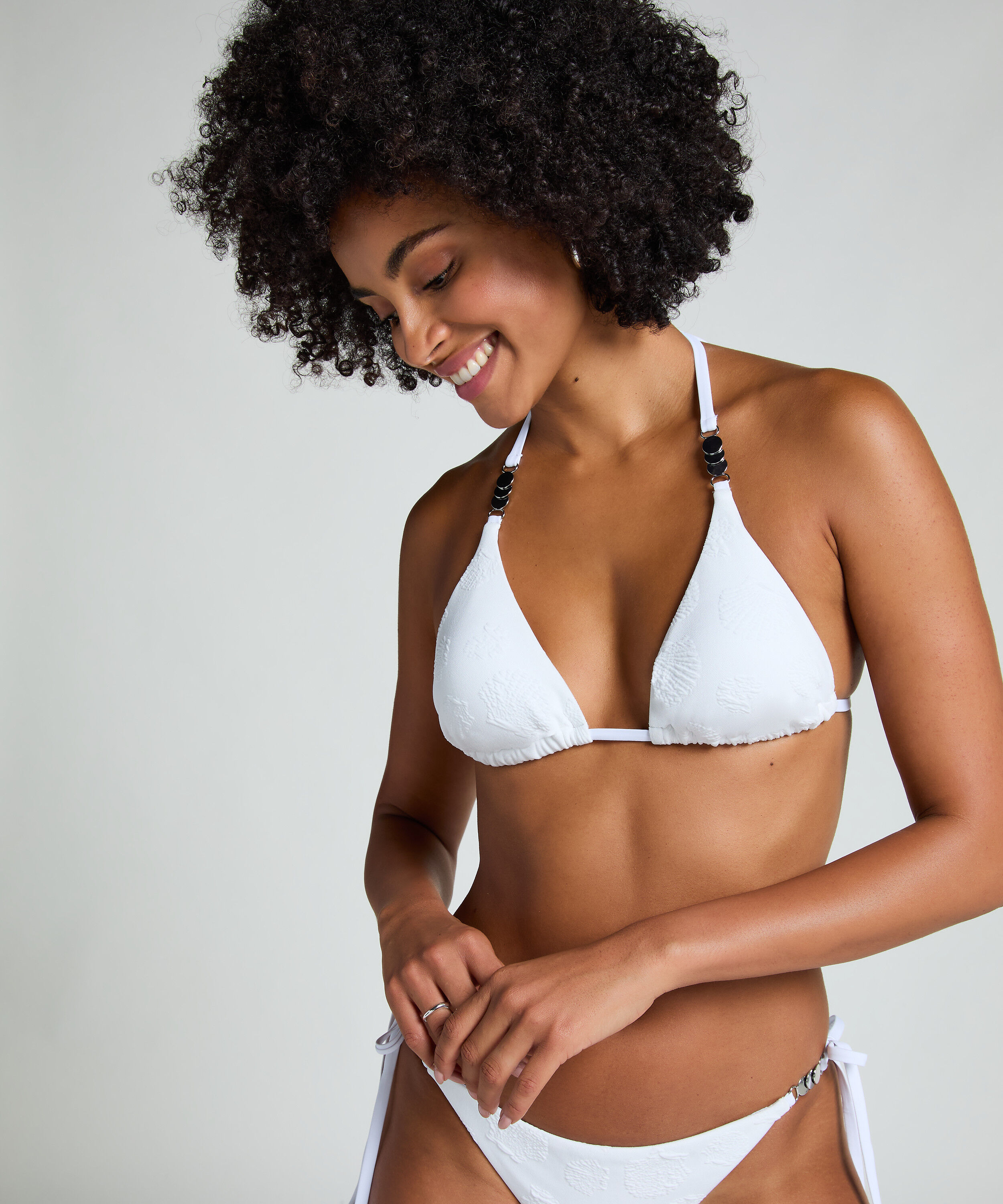 Triangle-Bikinioberteil Seashell, Weiß