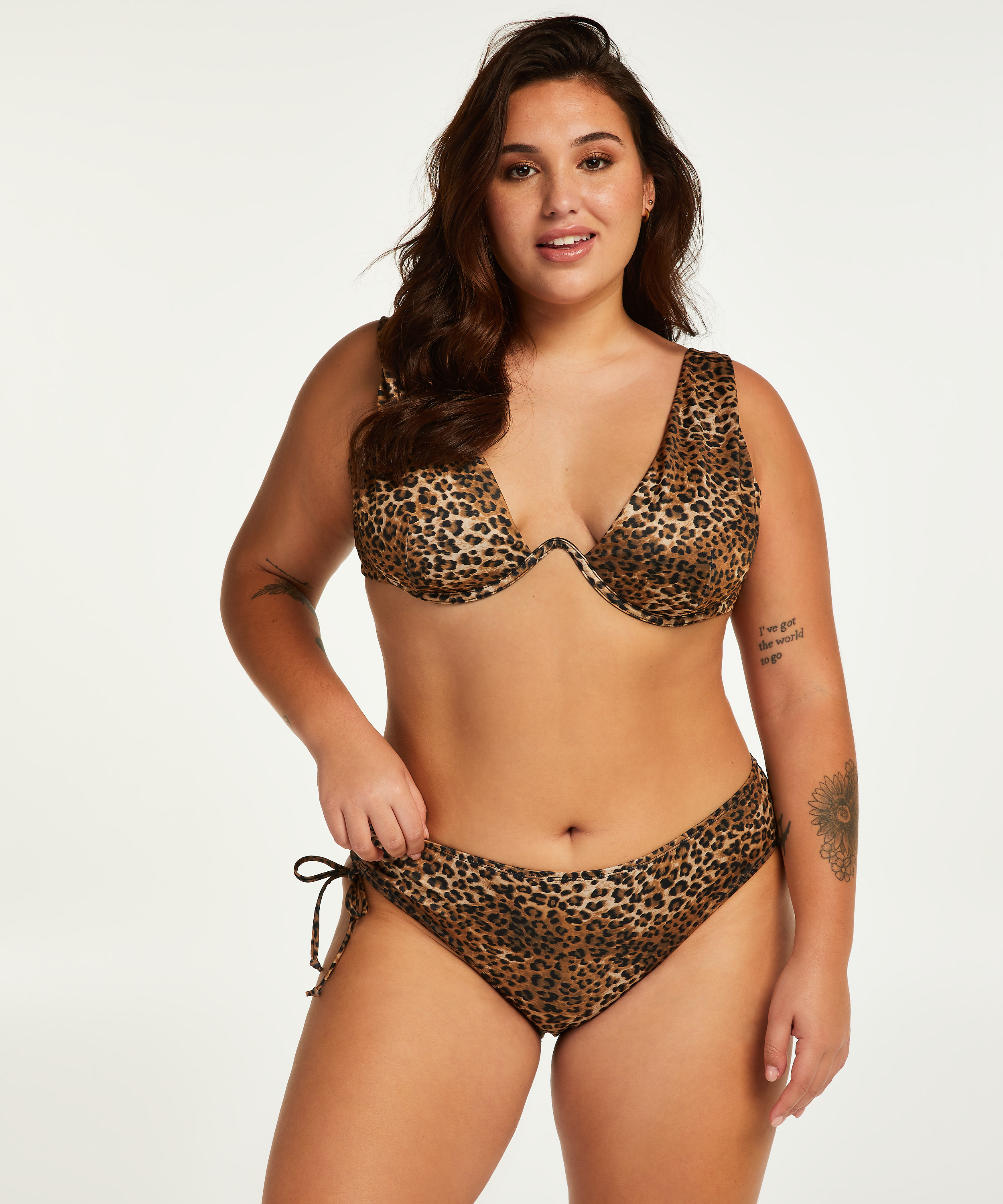 Nicht vorgeformtes Bügel-Bikini-Oberteil Leopard, Braun, main