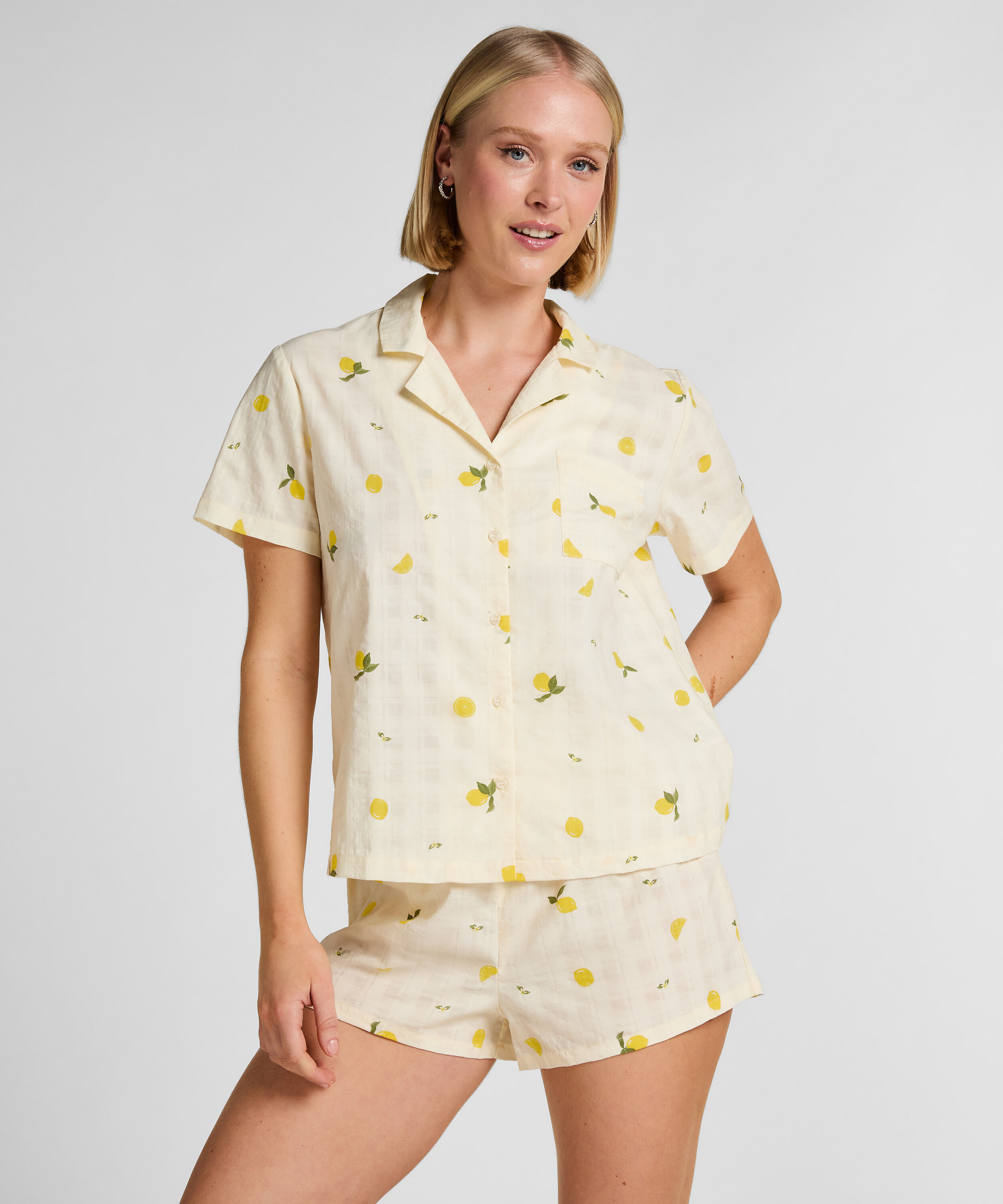 Zitronen Pyjama Set, Weiß Zitronen Pyjama Set, Weiß