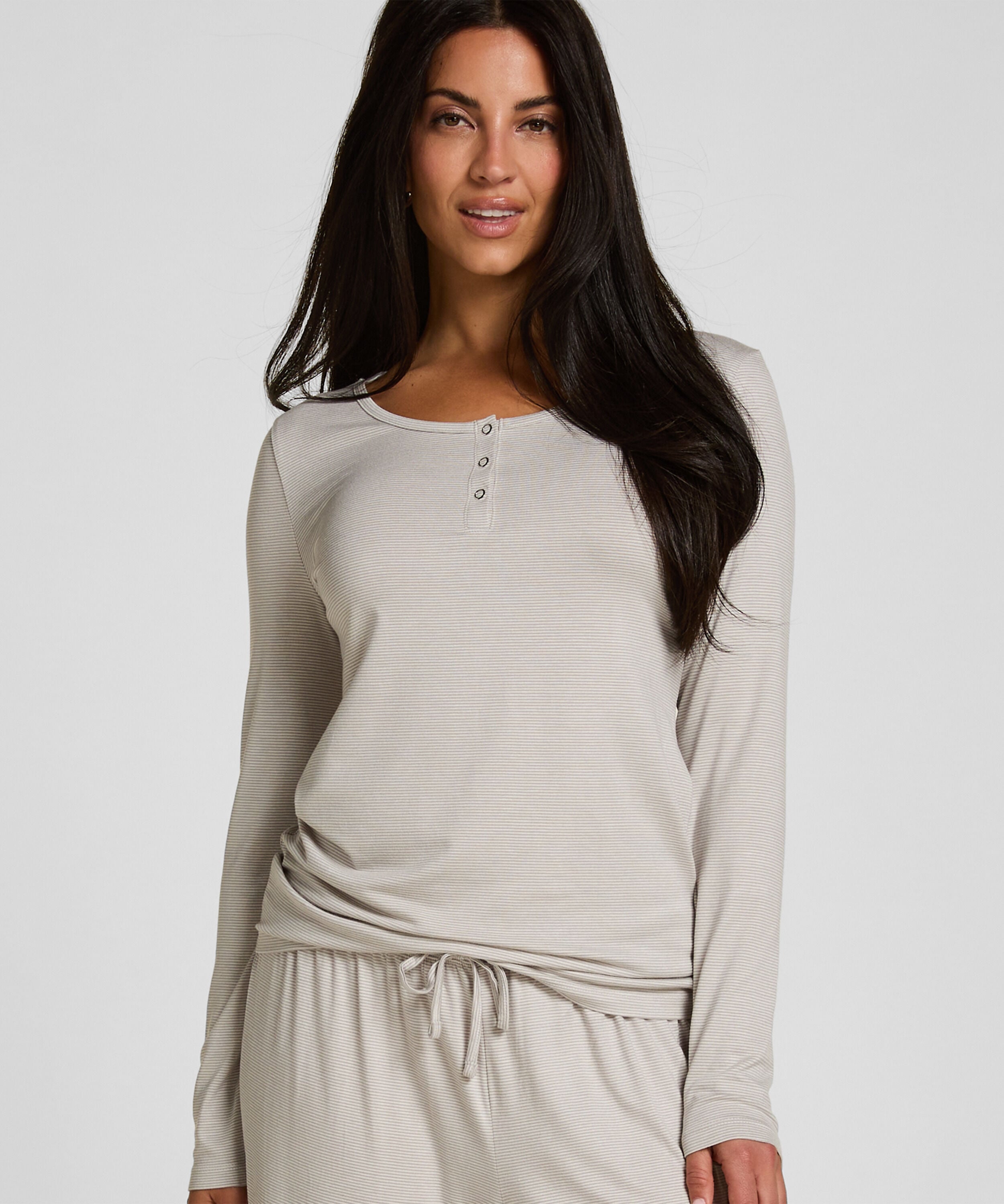 Pyjama Top Thin Stripe, Grau Pyjama Top Thin Stripe, Grau