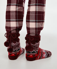 Hausschuh-Socken Fairisle, Rot