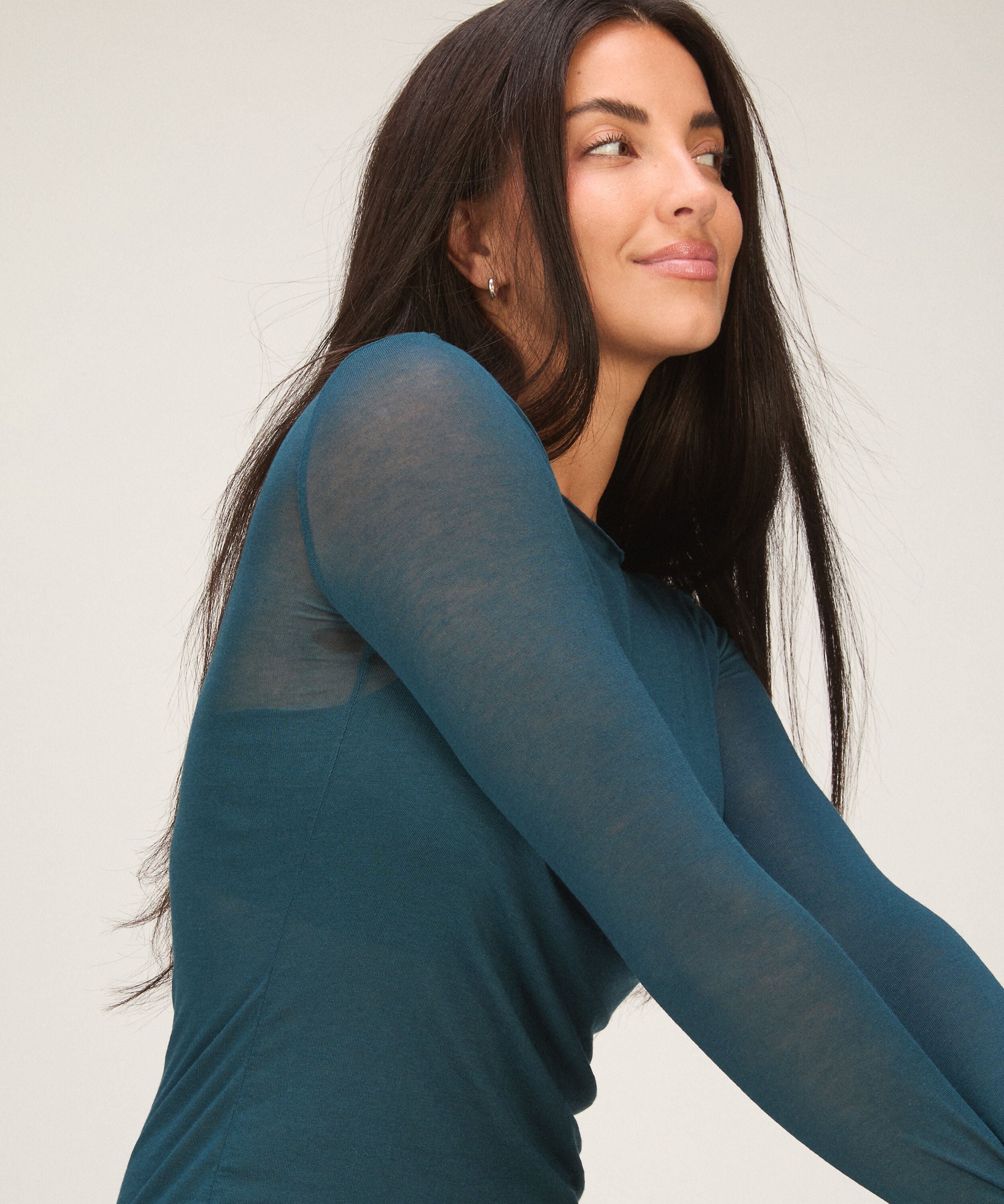 super soft Shirt aus Kaschmir-Mix mit U-Boot-Ausschnitt, Blau