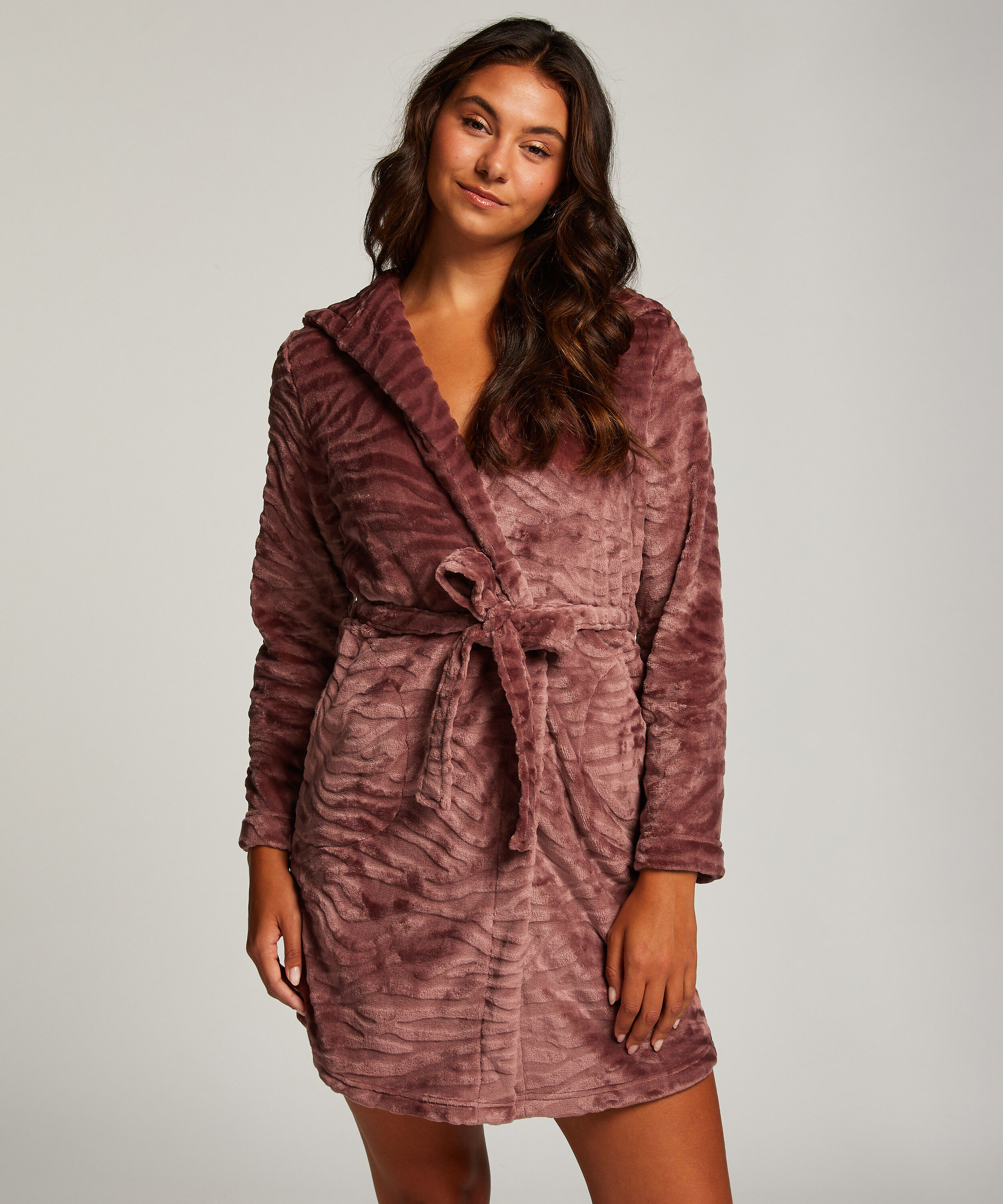 Kurzer Bademantel Fleece Rip, Lila