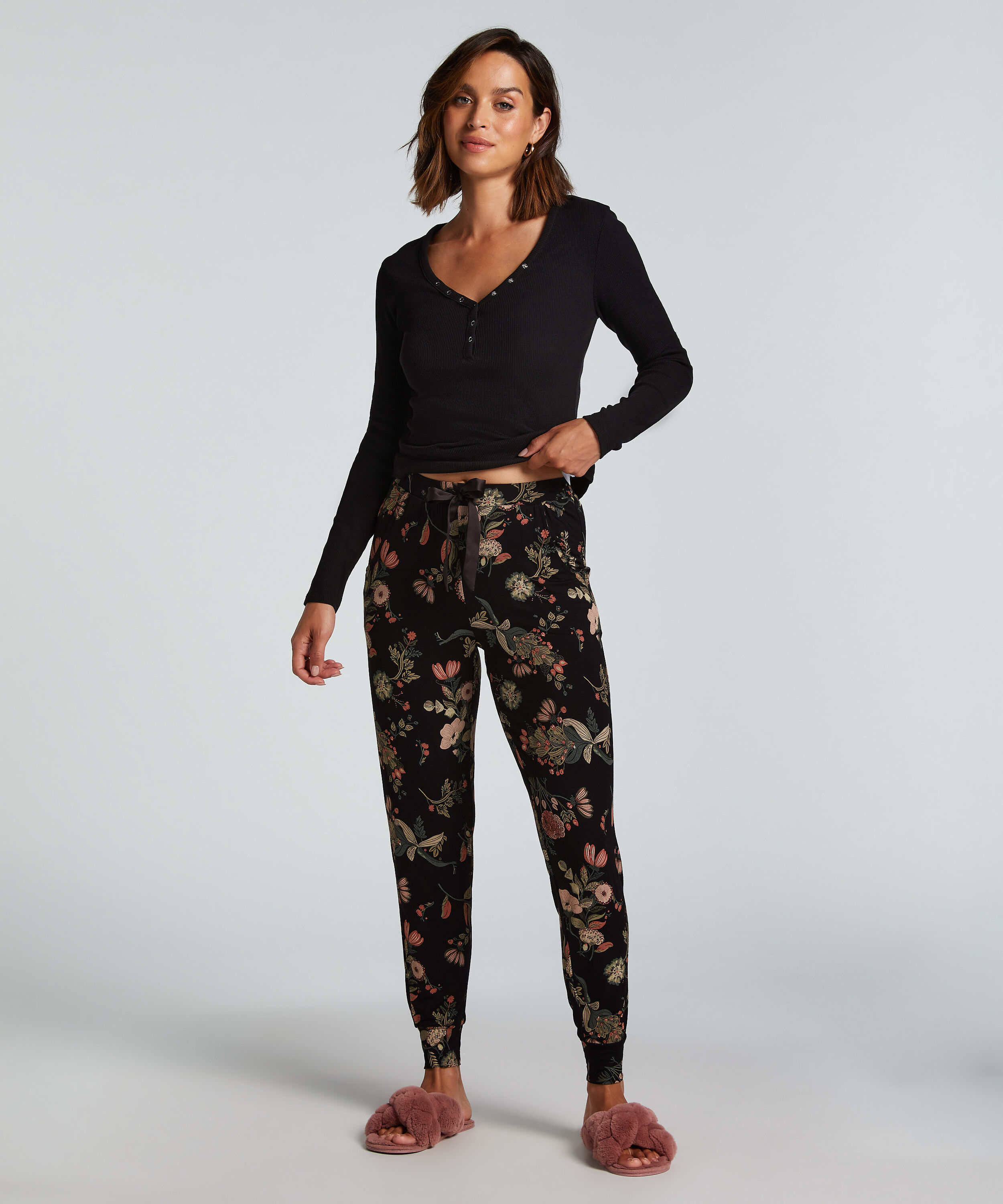 Pyjamahose Jersey, Schwarz Pyjamahose Jersey, Schwarz