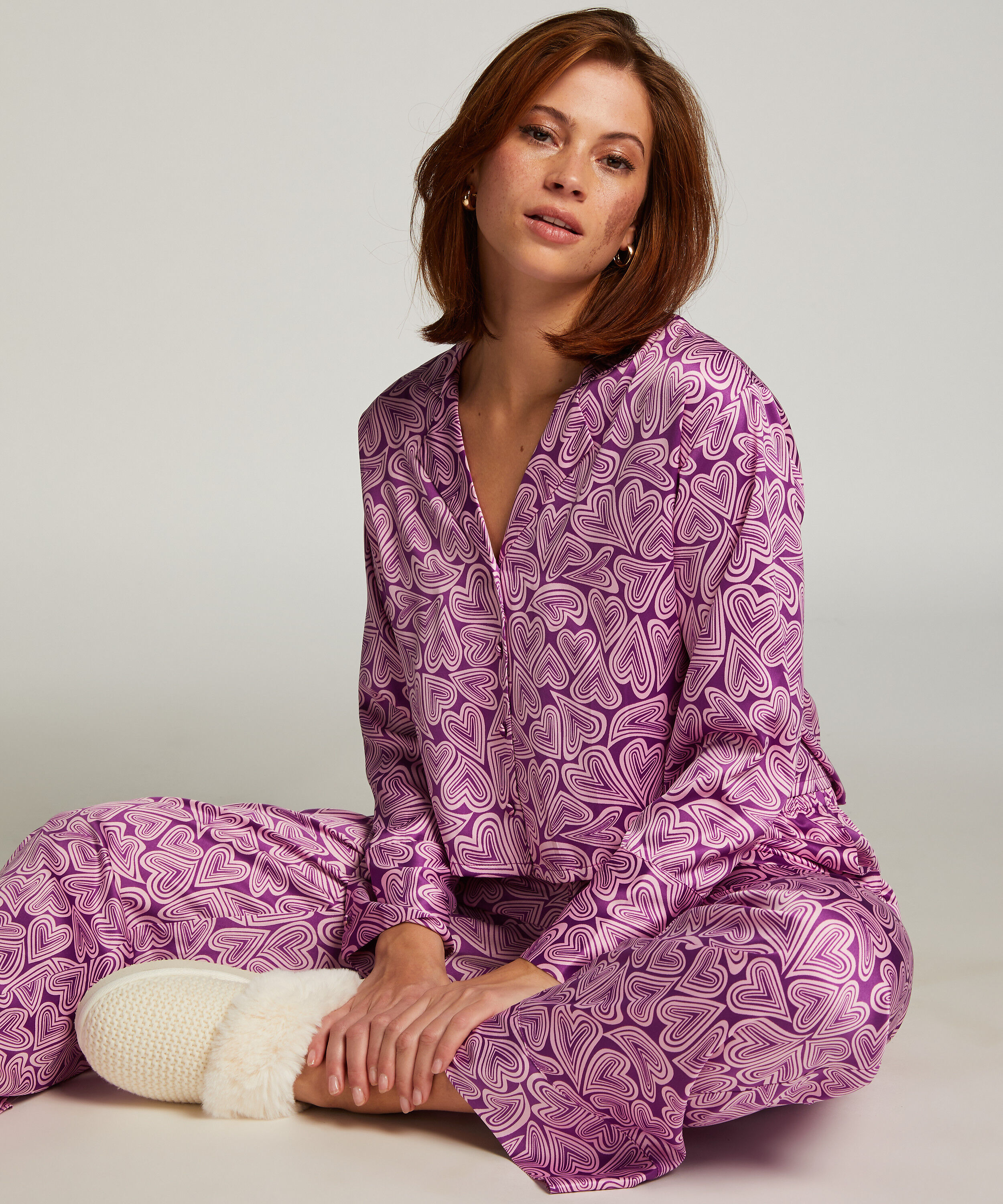 Langarmjacke Satin, Lila