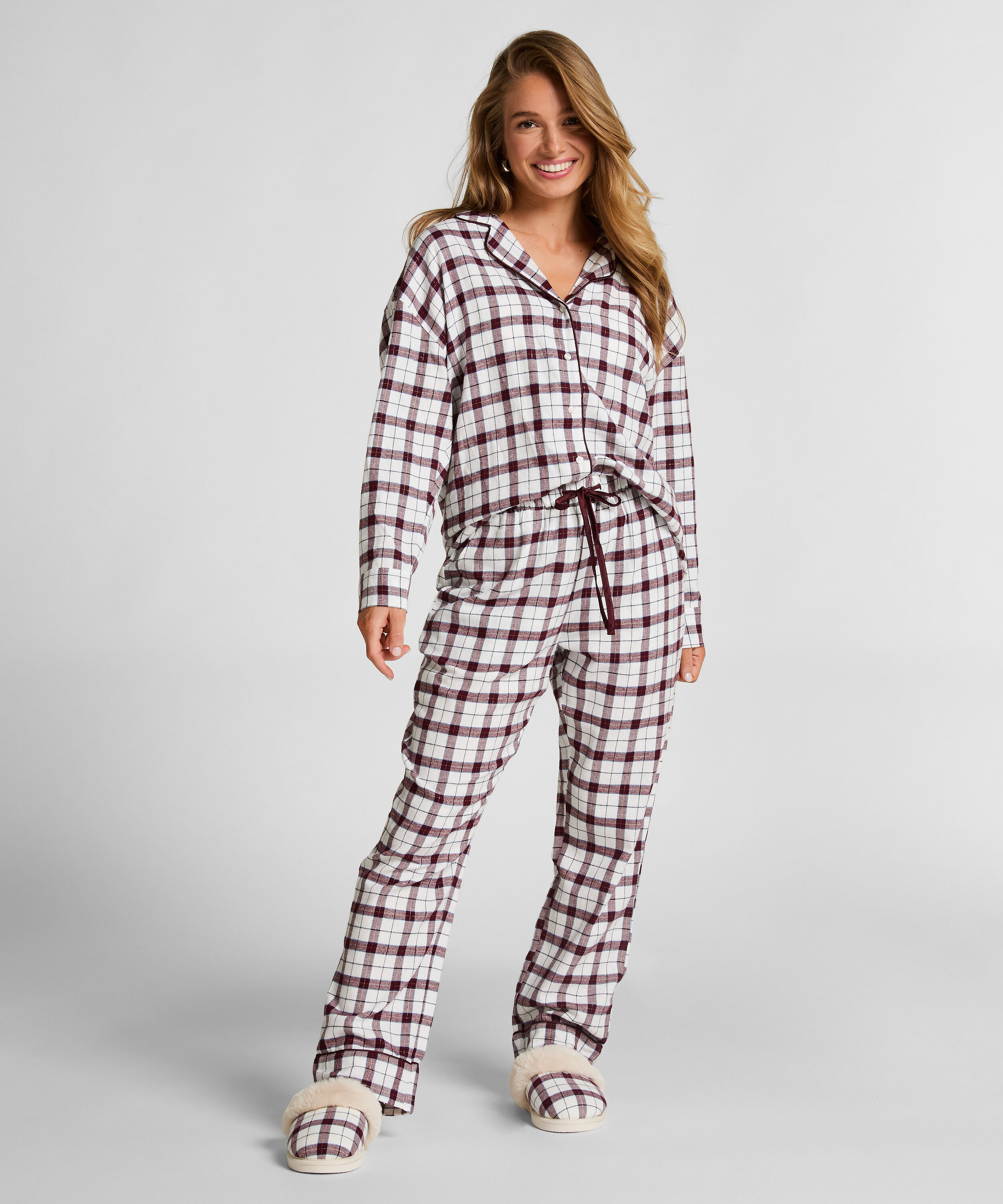 Pyjamahose aus Flanell, Weiß Pyjamahose aus Flanell, Weiß