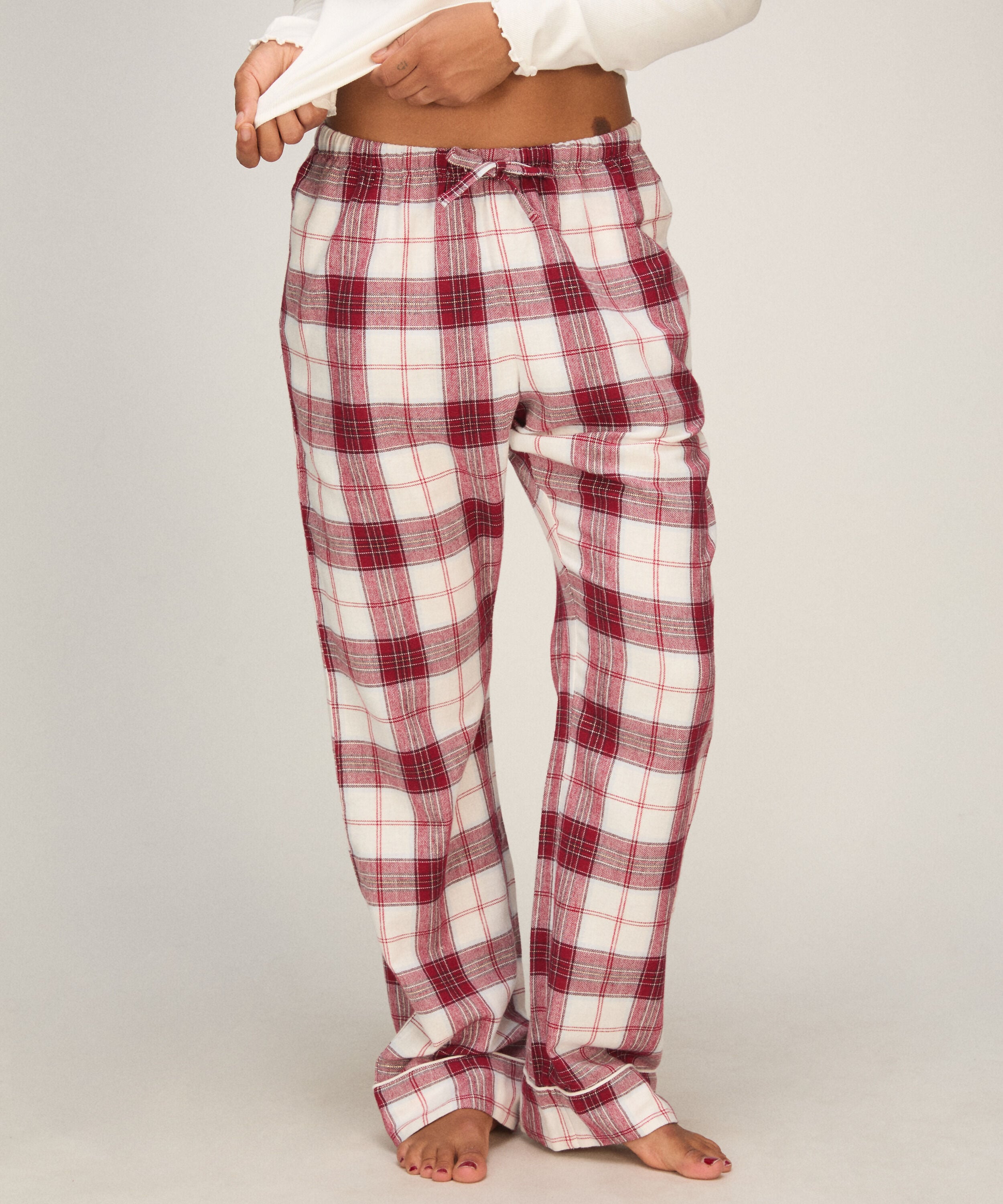 Petite Pyjamahose Flanell, Weiß