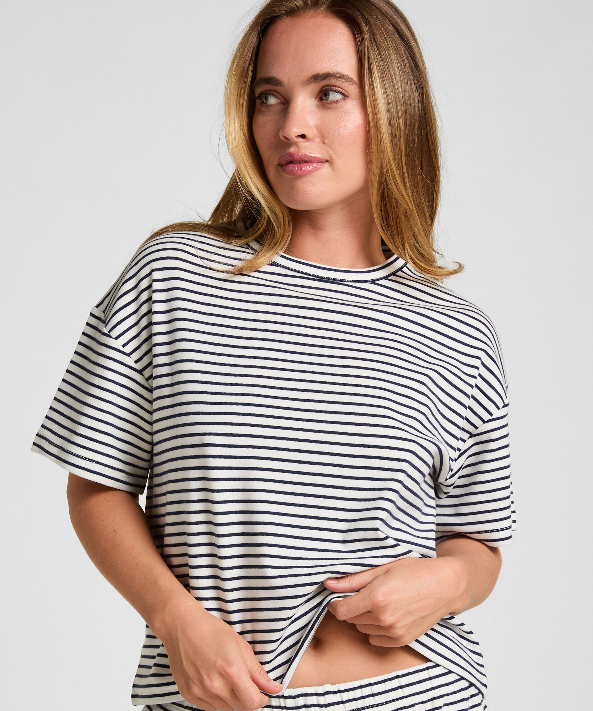 Pyjama Oberteil Gestreift Jersey, Blau Pyjama Oberteil Gestreift Jersey, Blau