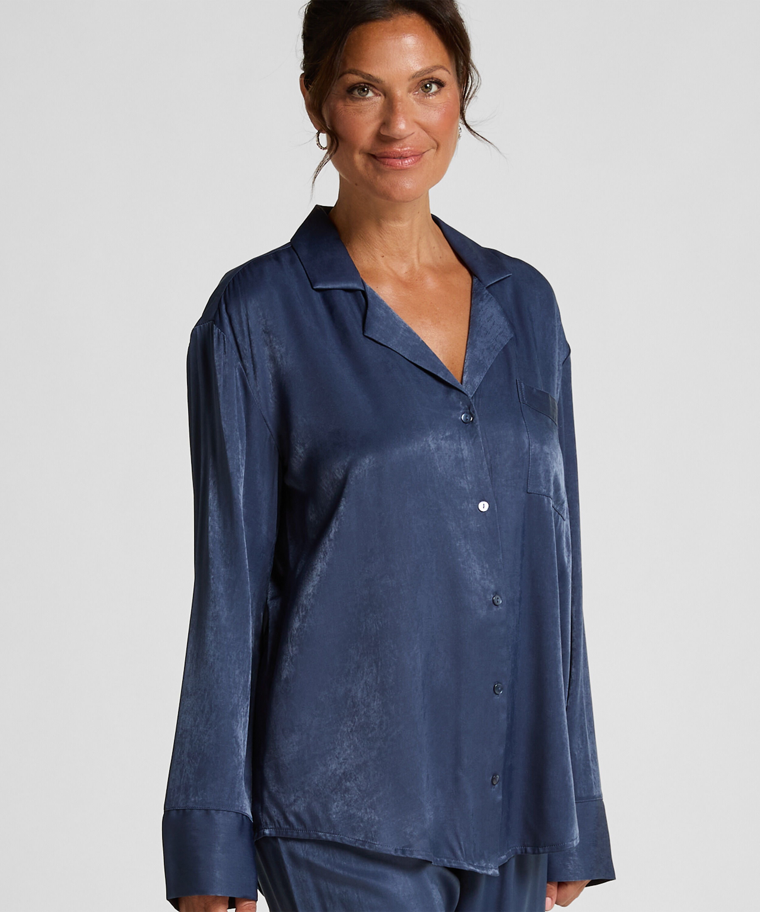 Langarmjacke Satin Ayla, Blau