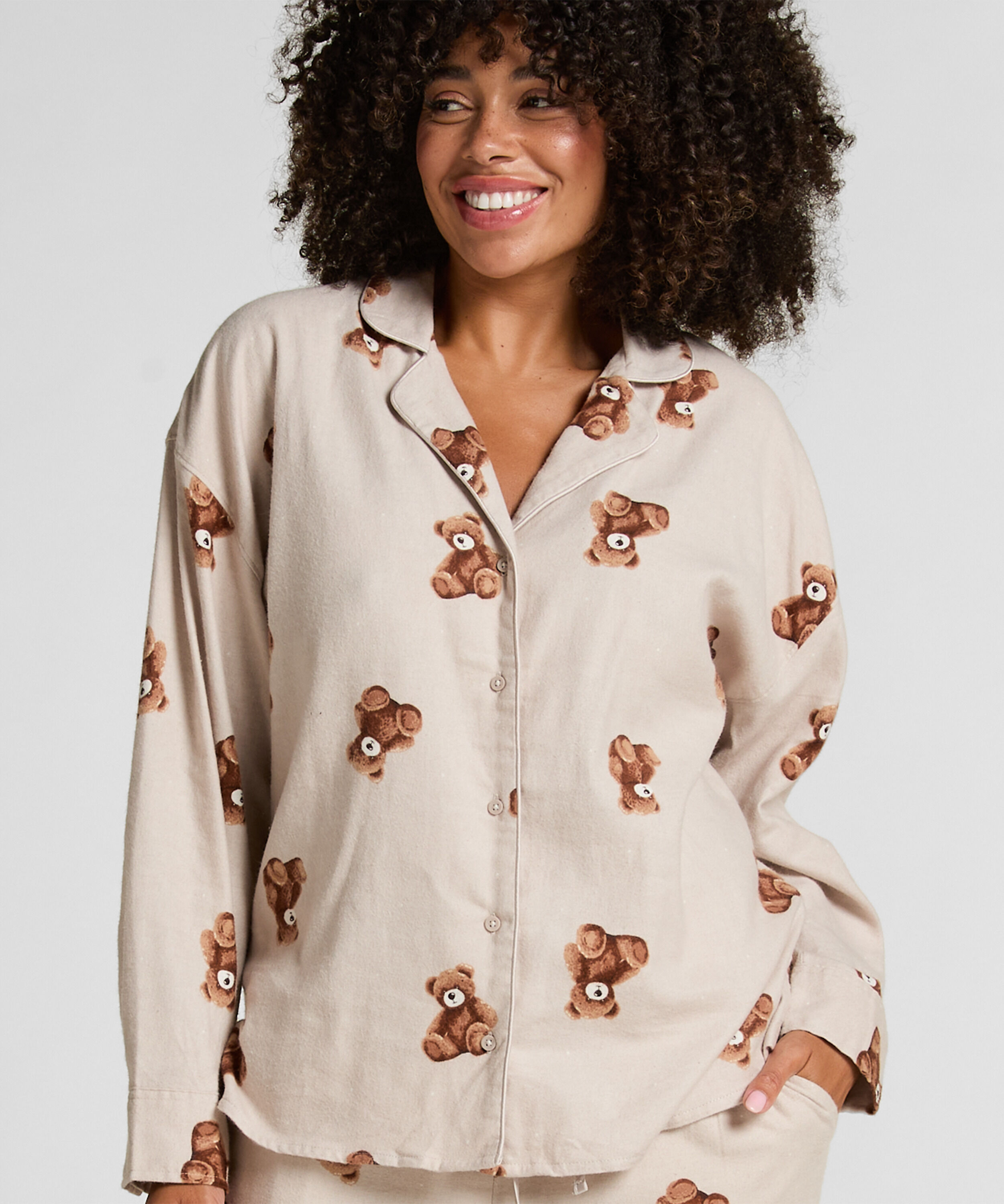 Jacke Flanell-Twill Bär, Beige