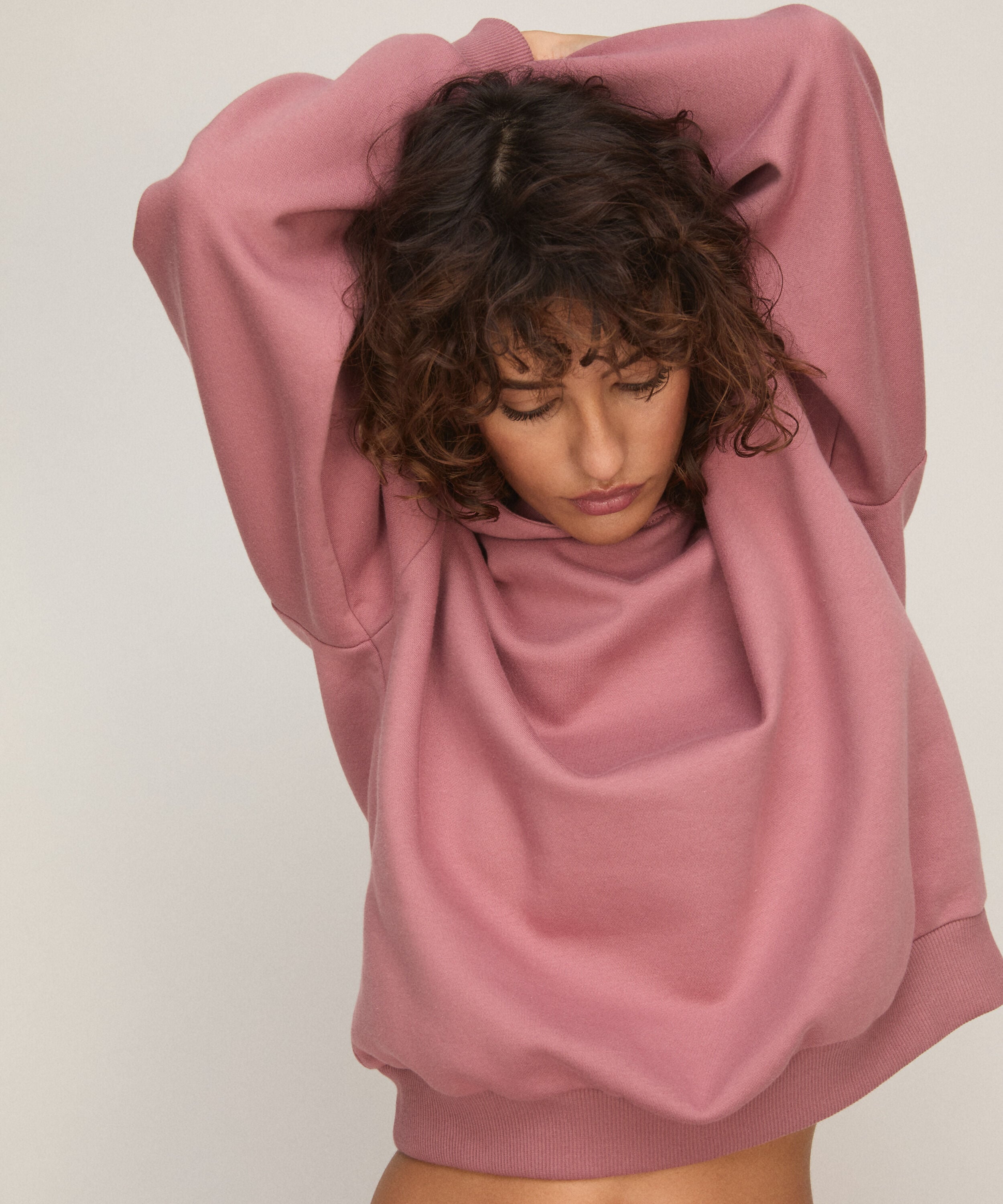 Hoodie aus angerautem Sweatstoff, Rose Hoodie aus angerautem Sweatstoff, Rose